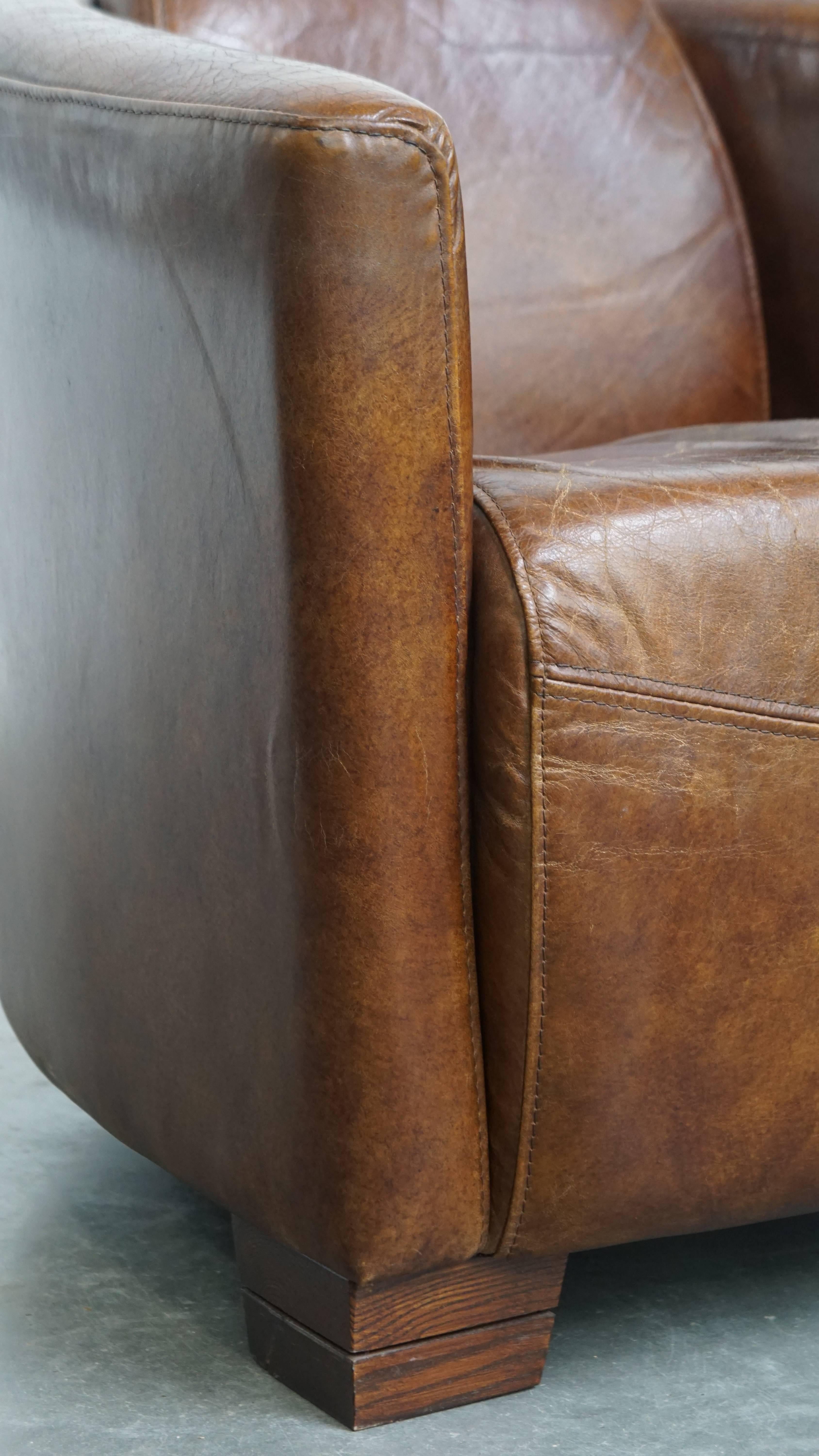 Brown Aviator design armchair made of cowhide leather in vendita 4