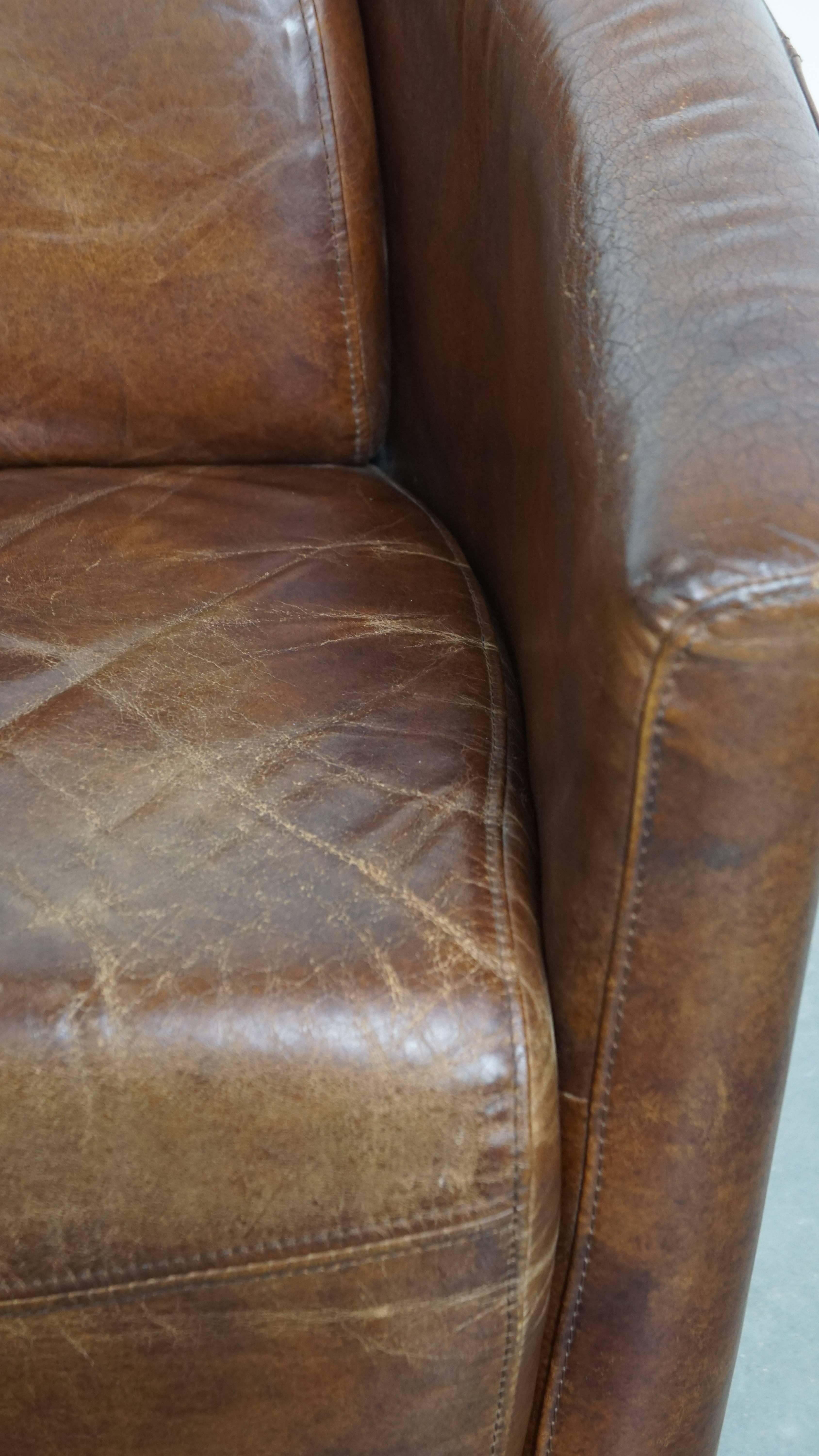 Brown Aviator design armchair made of cowhide leather in vendita 5