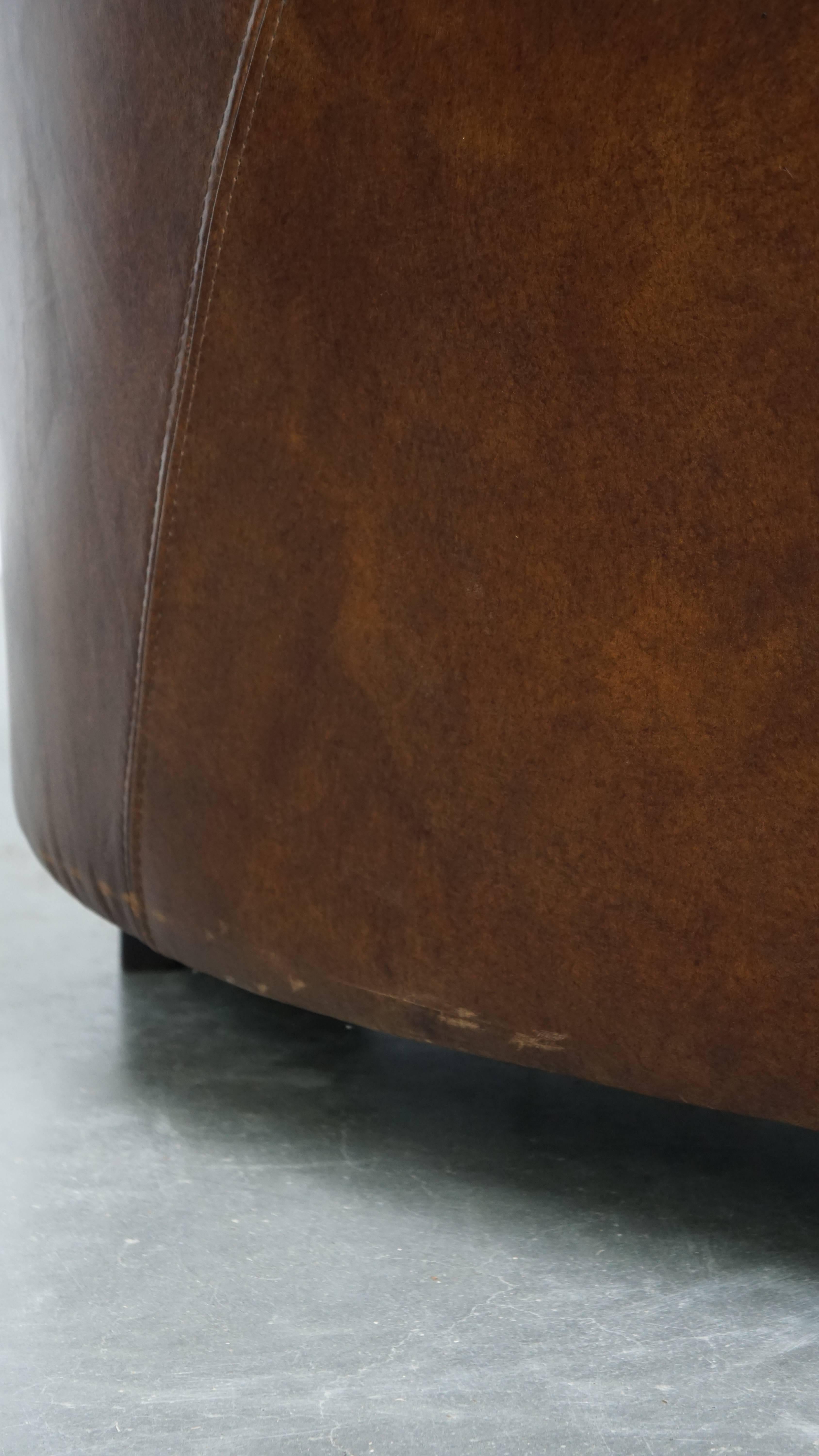 Brown Aviator design armchair made of cowhide leather in vendita 7