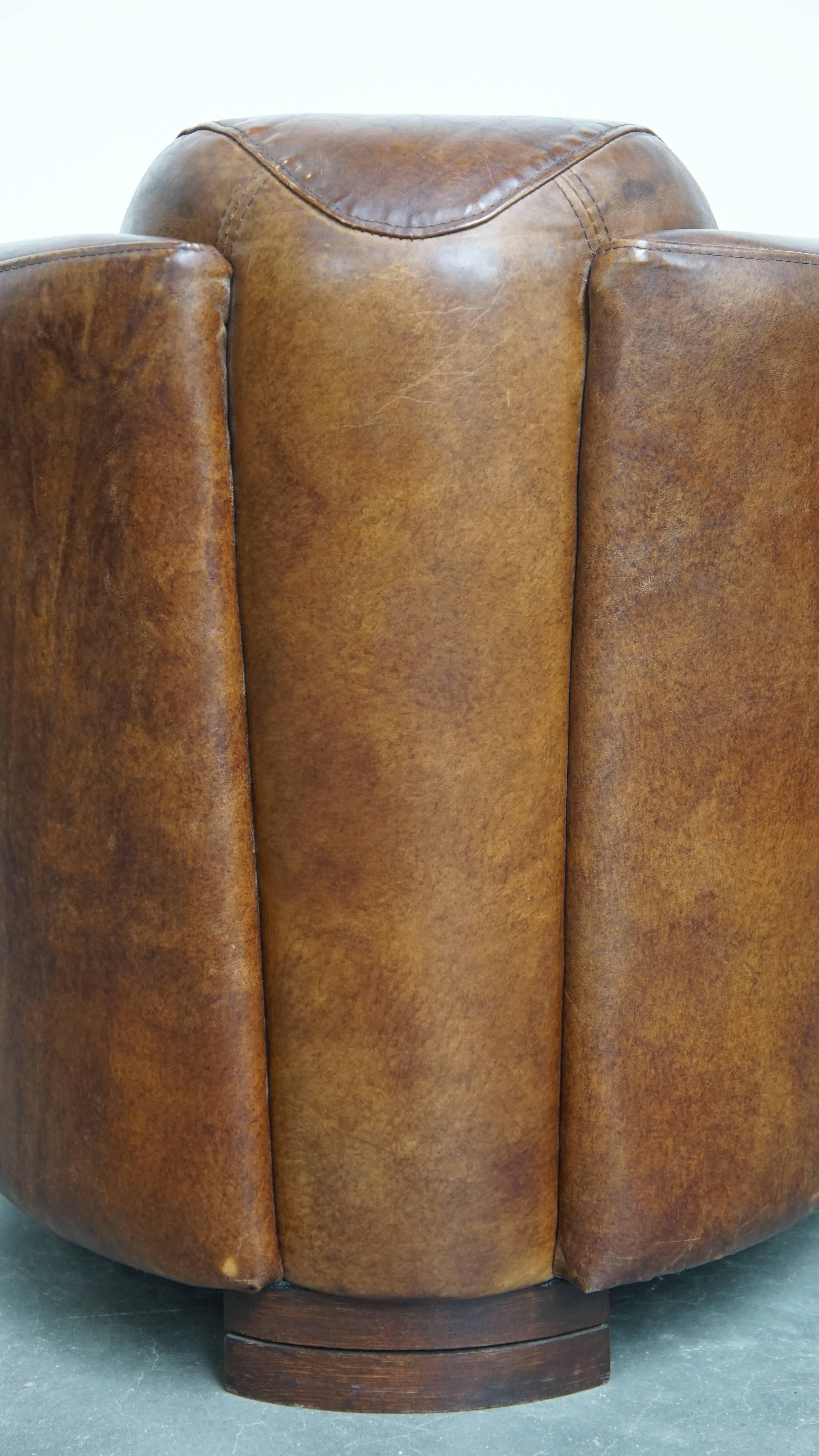 Brown Aviator design armchair made of cowhide leather in vendita 8