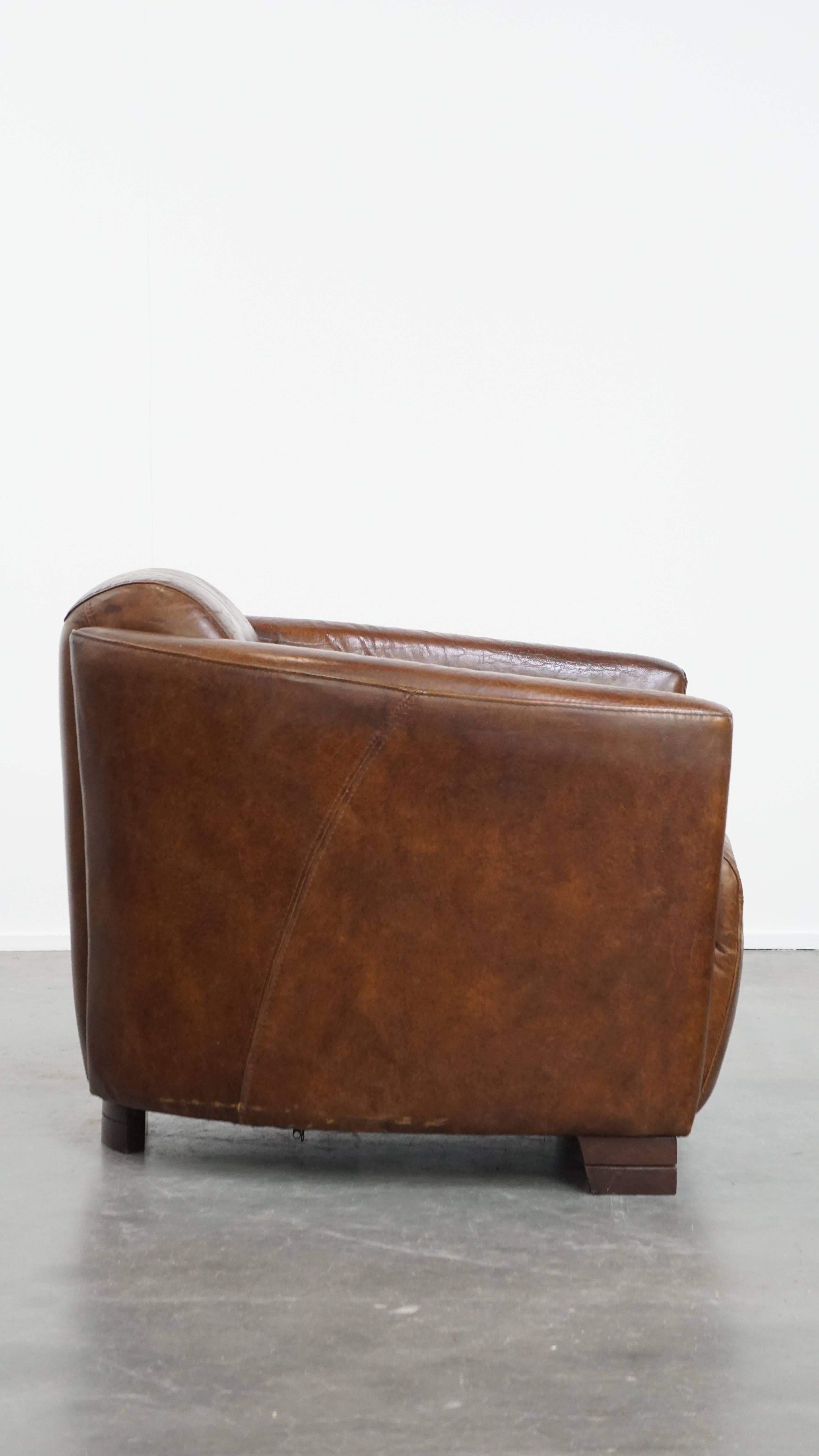 Romano classico Brown Aviator design armchair made of cowhide leather in vendita