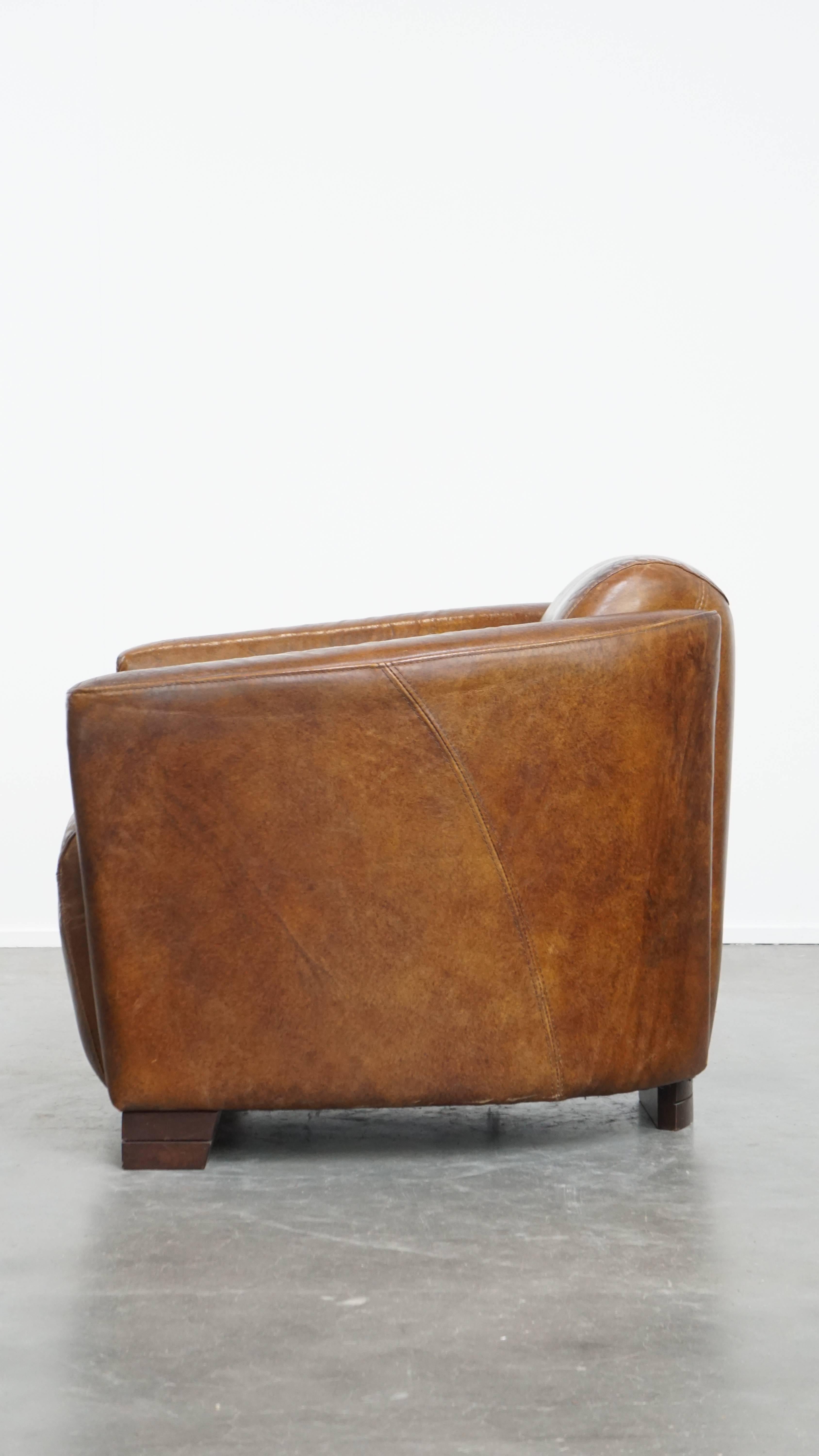 Brown Aviator design armchair made of cowhide leather In condizioni buone in vendita a Harderwijk, NL
