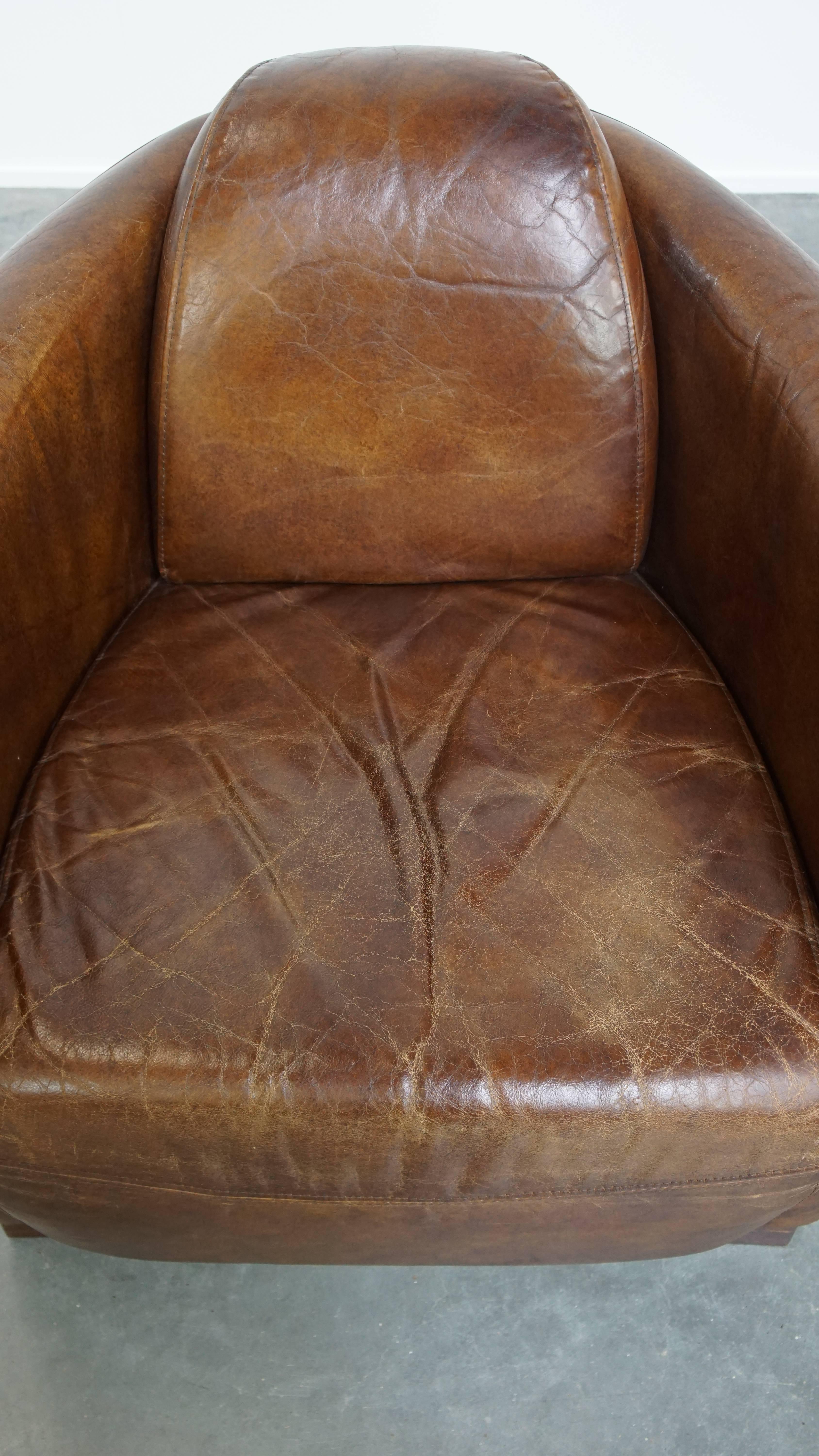 XXI secolo e contemporaneo Brown Aviator design armchair made of cowhide leather in vendita