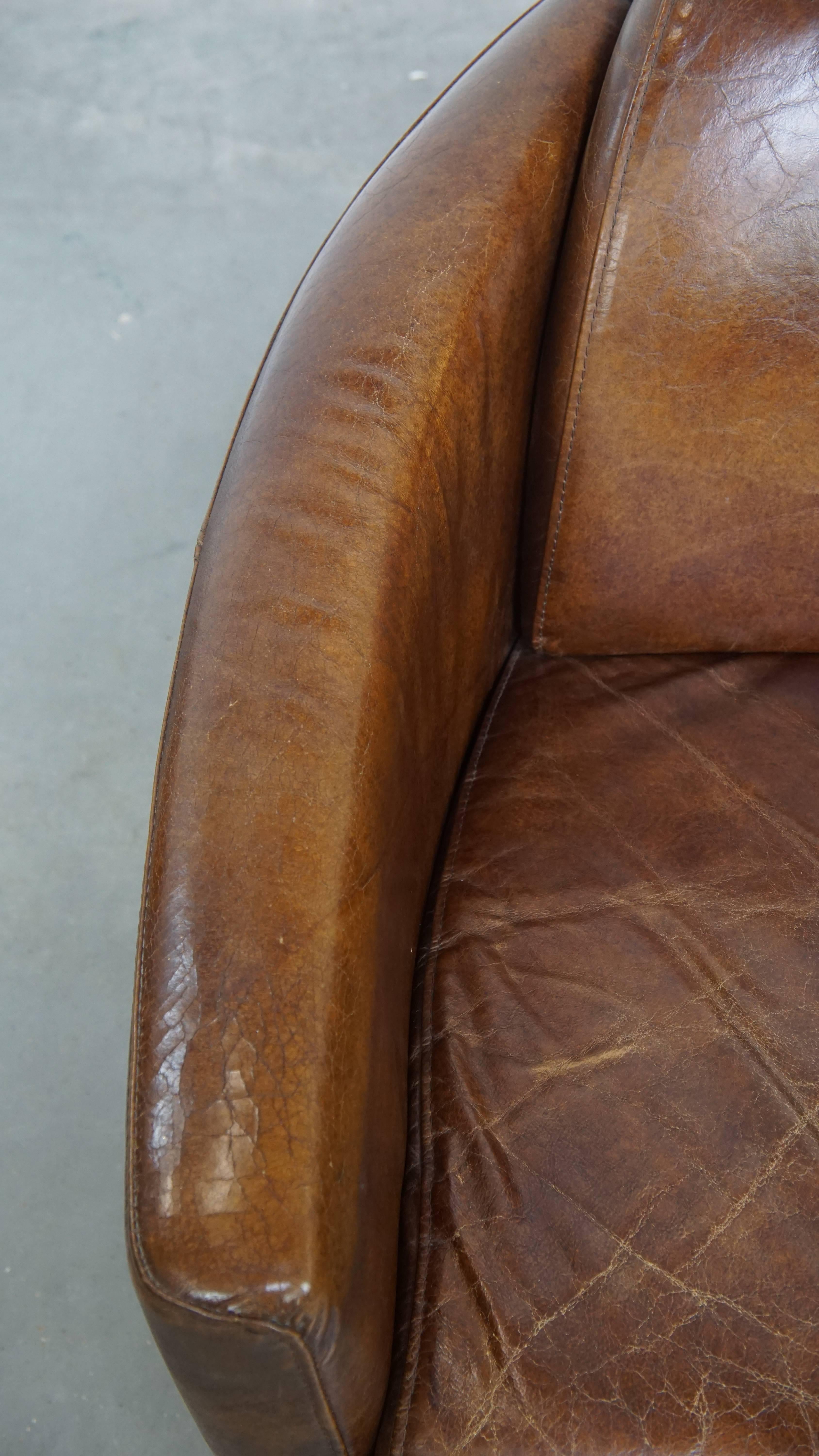 Vacchetta Brown Aviator design armchair made of cowhide leather in vendita