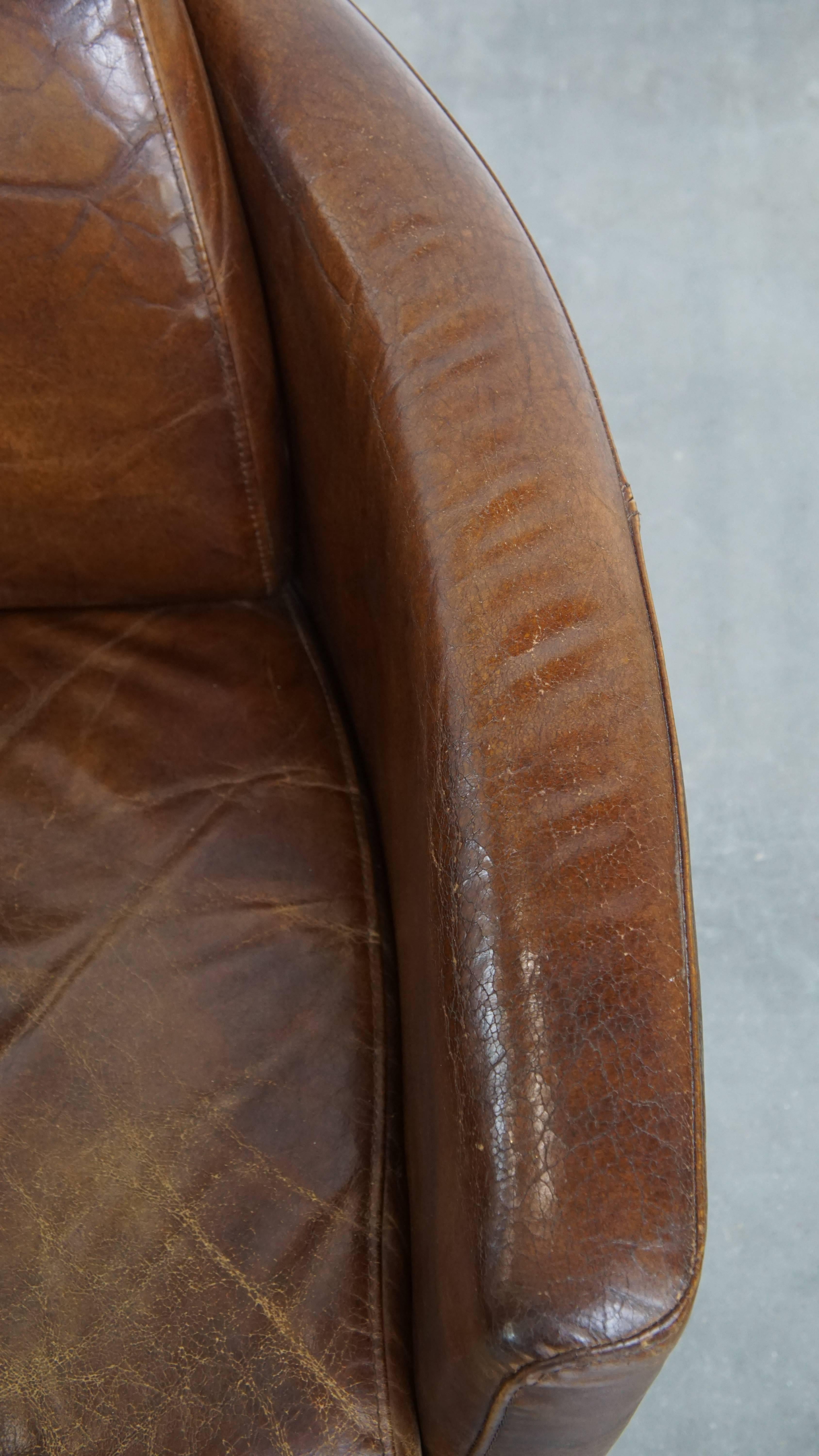 Brown Aviator design armchair made of cowhide leather in vendita 1
