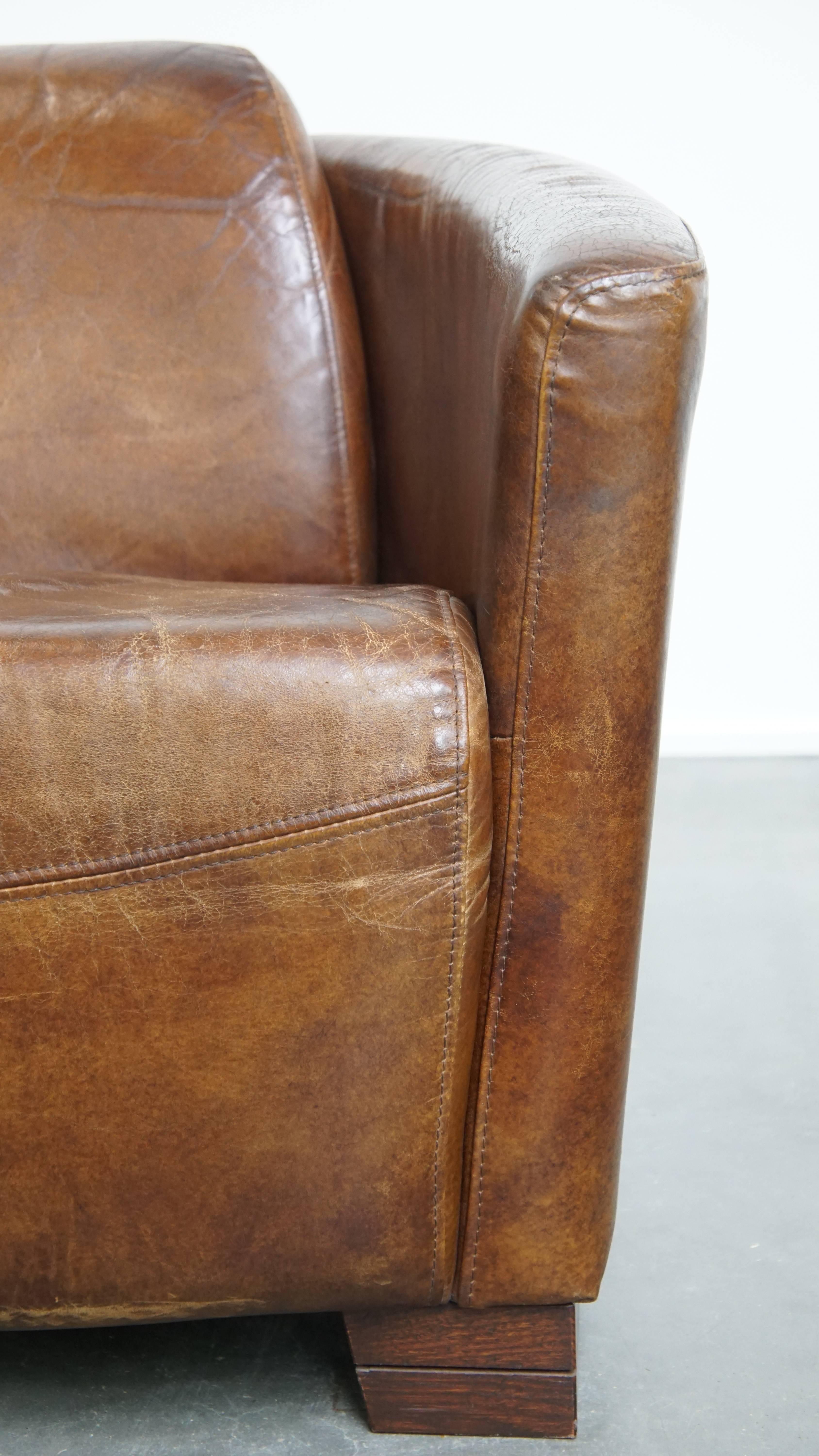Brown Aviator design armchair made of cowhide leather in vendita 2