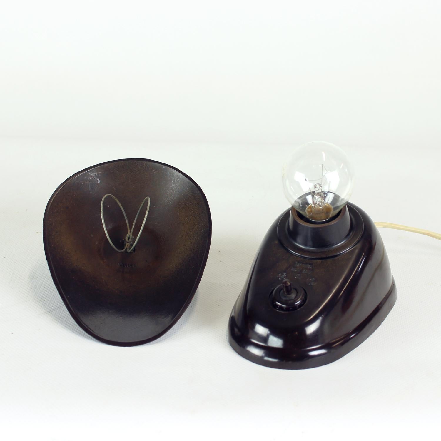 Brown Bakelite Lamp By Bauhaus Team For Esc Zukov, 1930s For Sale 5