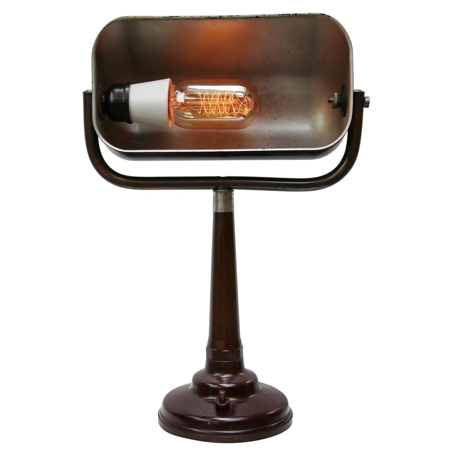 Hungarian Brown Bakelite Vintage Industrial Banker Light Table Desk Lights