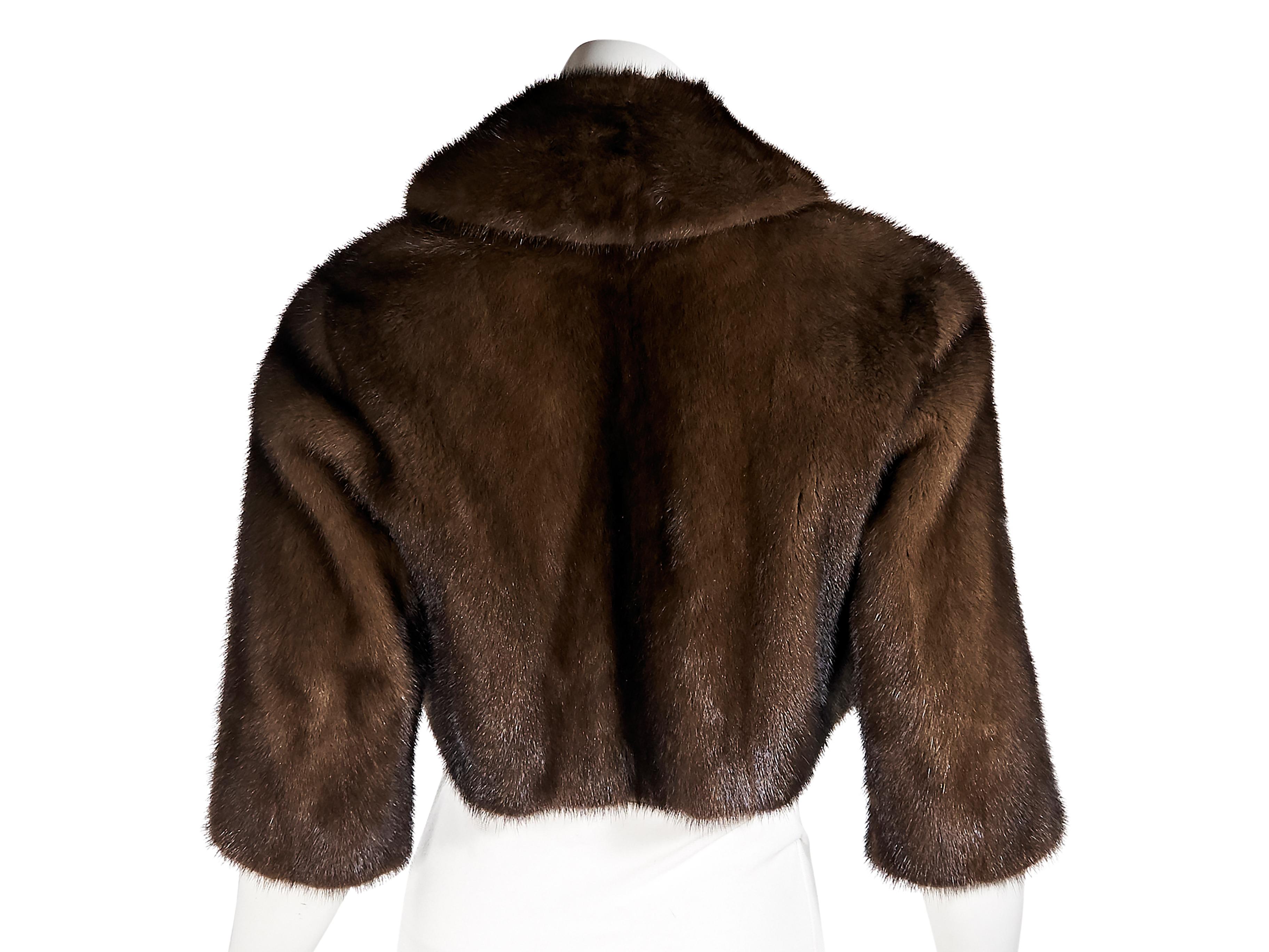 Black Brown Barneys New York Mink Fur Bolero Jacket