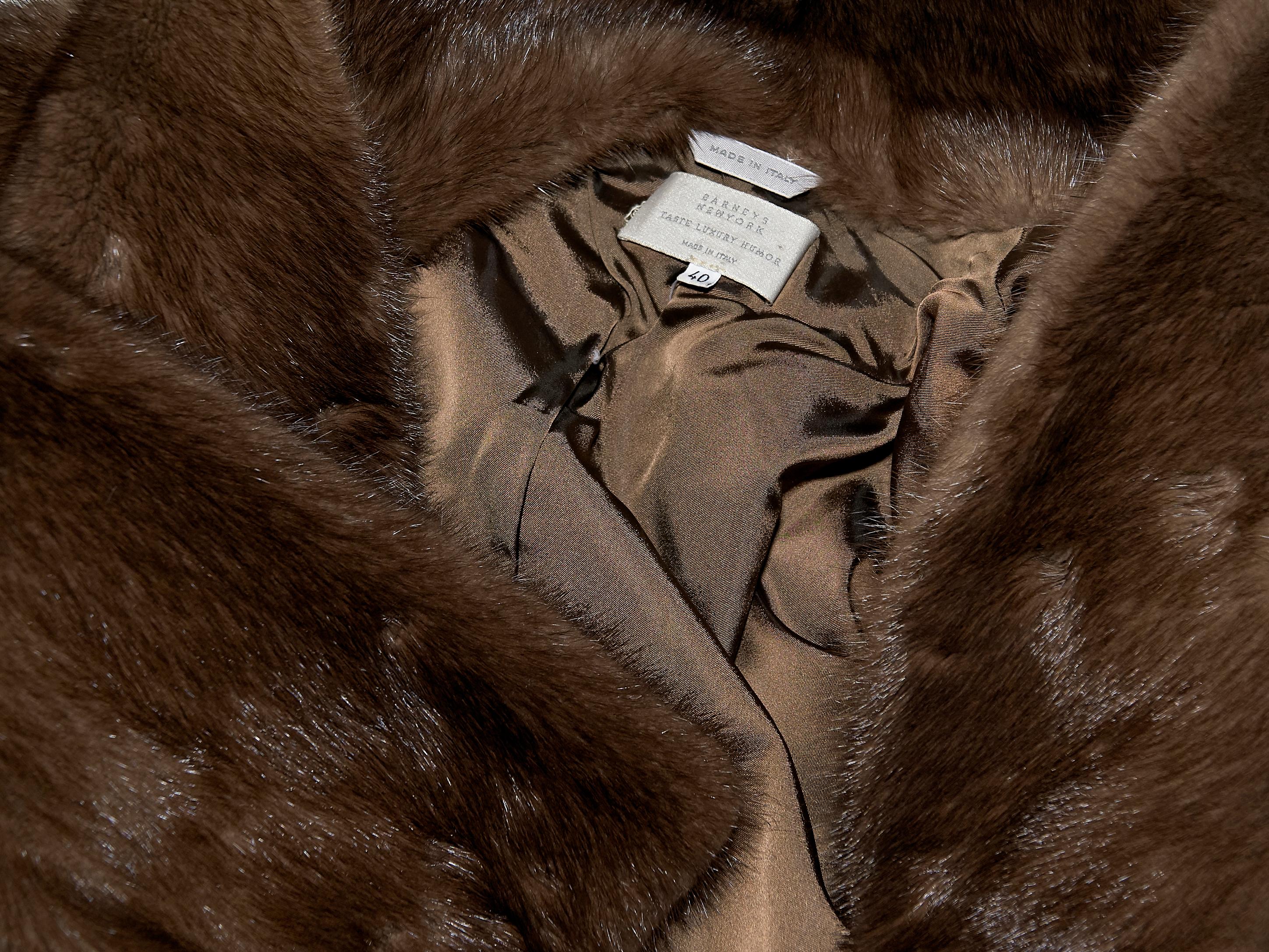 Women's Brown Barneys New York Mink Fur Bolero Jacket