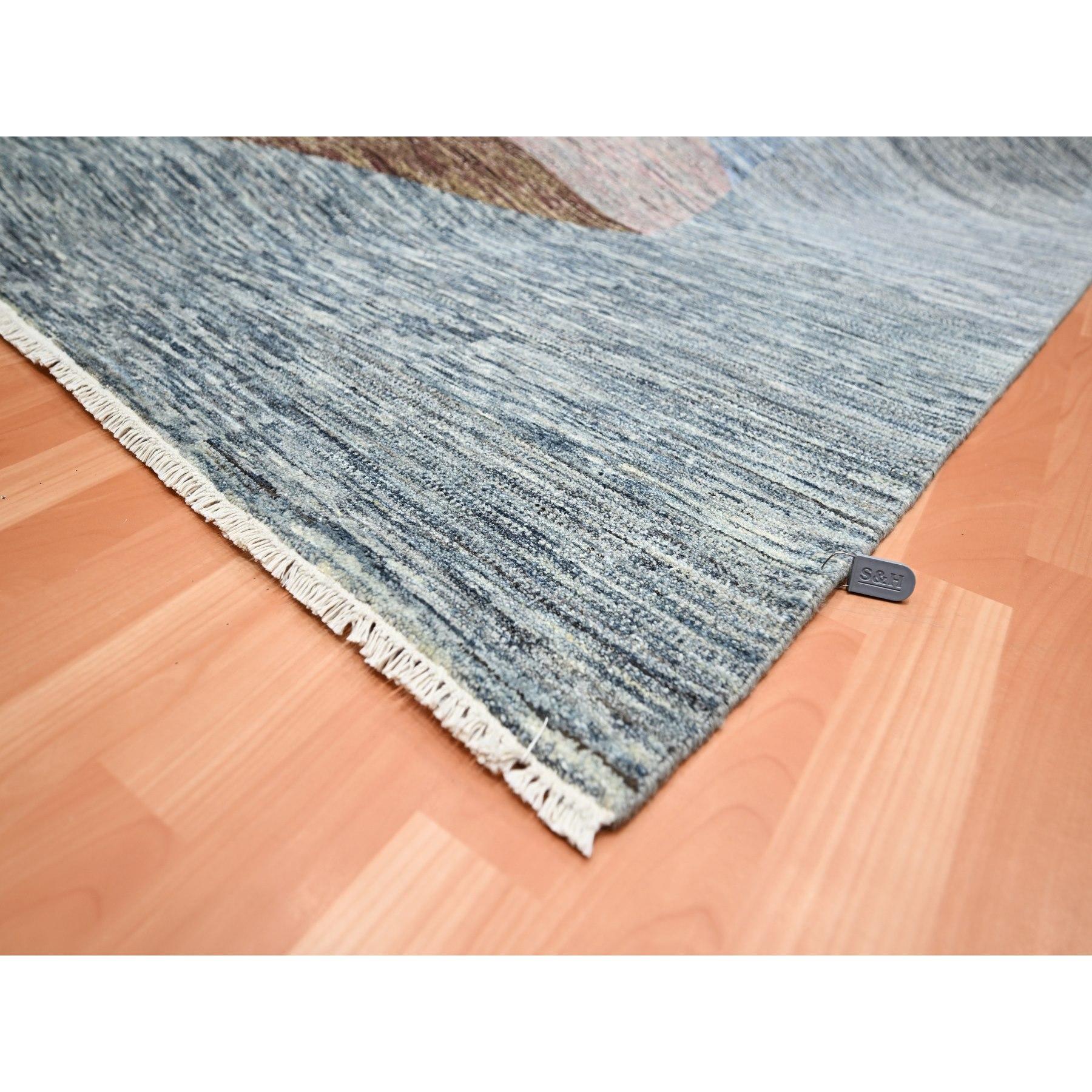 Contemporary Brown Bauhaus and Mid Century Inspired Modern Design Hand Knotted Pure Wool Rug For Sale