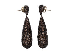 Brown Bavna Faceted Smoky Quartz Teardrop Stud Earrings