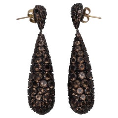 Brown Bavna Faceted Smoky Quartz Teardrop Stud Earrings