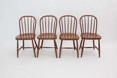 Art Deco Vintage Brown Beech Windsor Chairs Josef Frank, circa 1930, Vienna