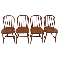 Brown Beechwood Windsor Chairs by Josef Frank, circa 1930, Vienna Set of Four