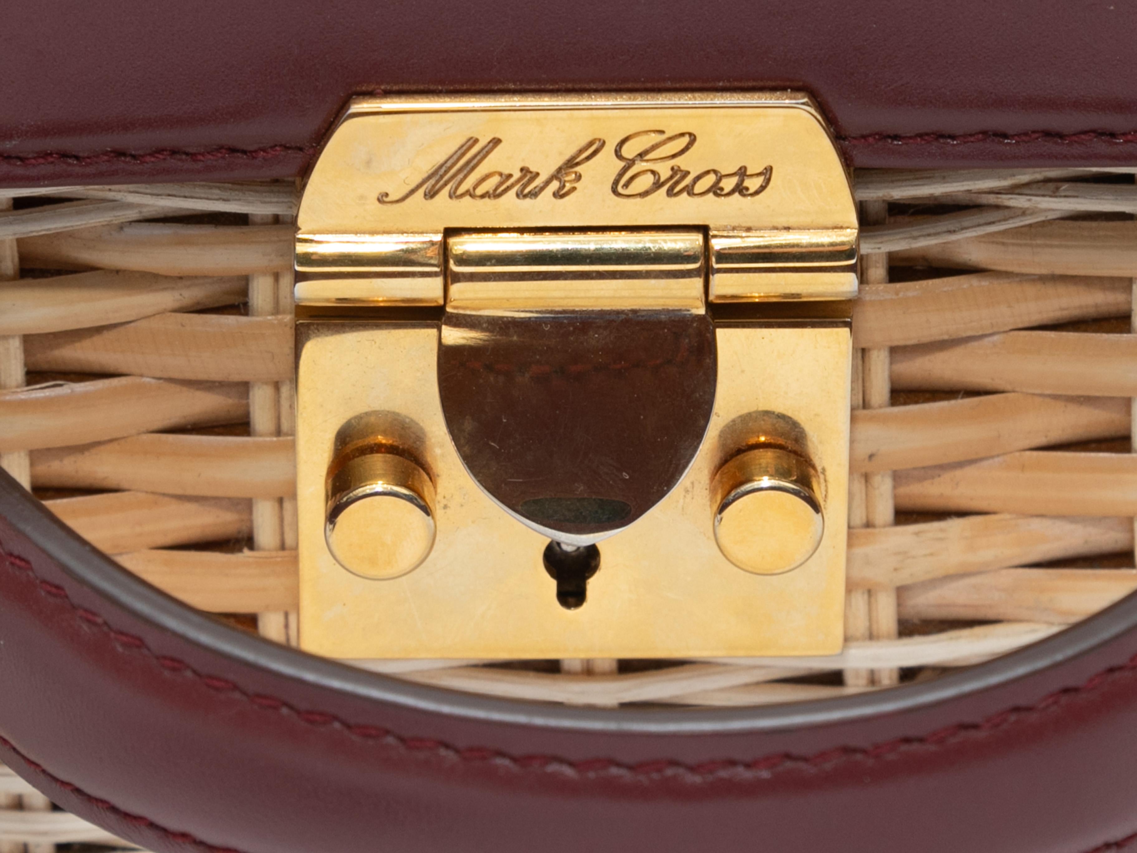 Brown & Beige Mark Cross Grace Box Kleine Handtasche aus Leder und Korbwaren im Zustand „Gut“ im Angebot in New York, NY