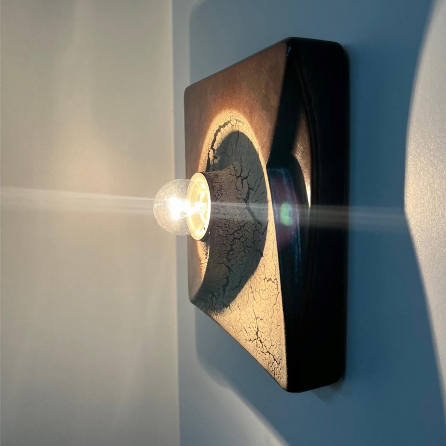 Applique quadrate in ceramica marrone beige di Hustadt Keramik, Germania, 1970 in vendita 4