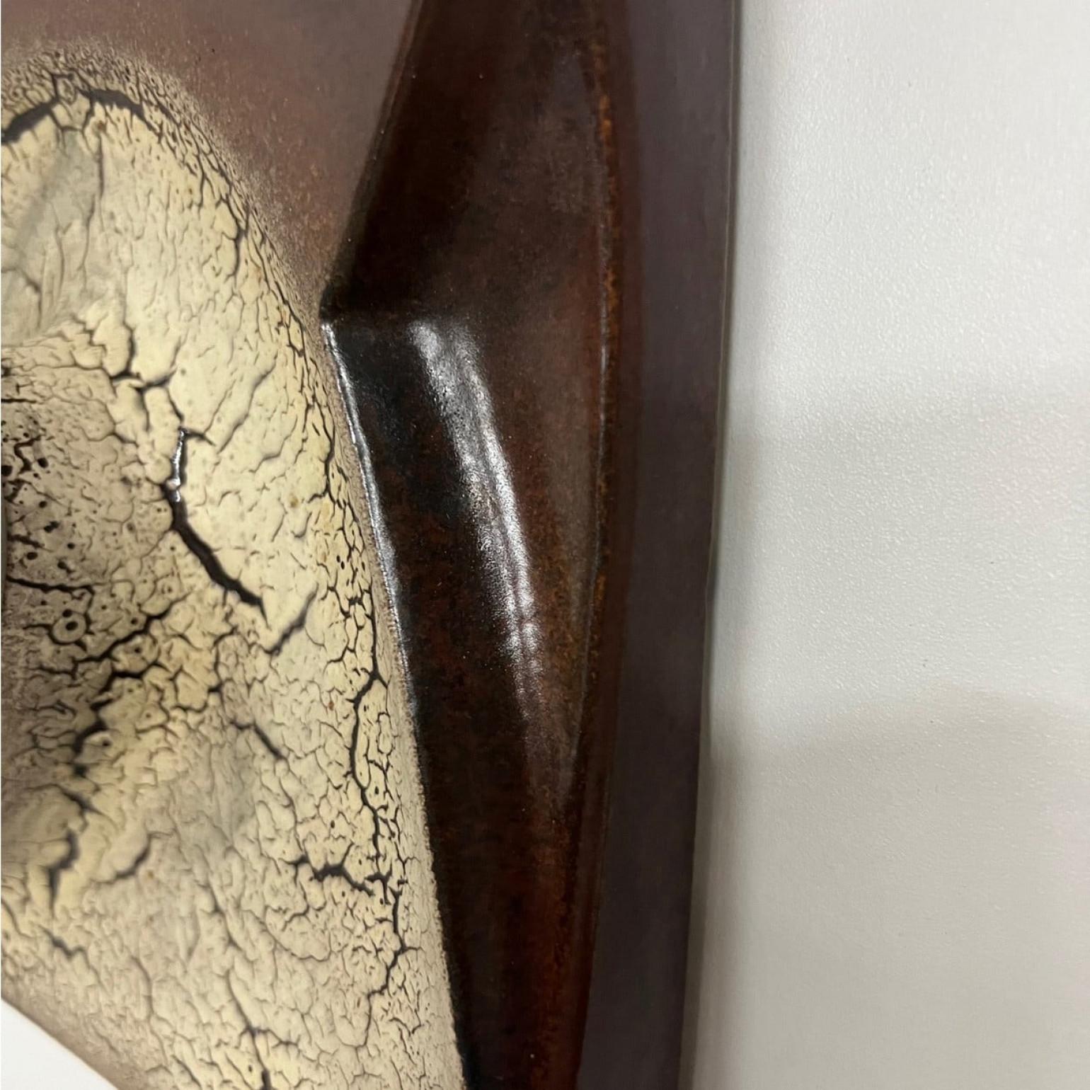 Applique quadrate in ceramica marrone beige di Hustadt Keramik, Germania, 1970 in vendita 11