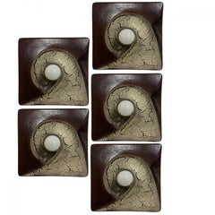 Applique quadrate in ceramica marrone beige di Hustadt Keramik, Germania, 1970