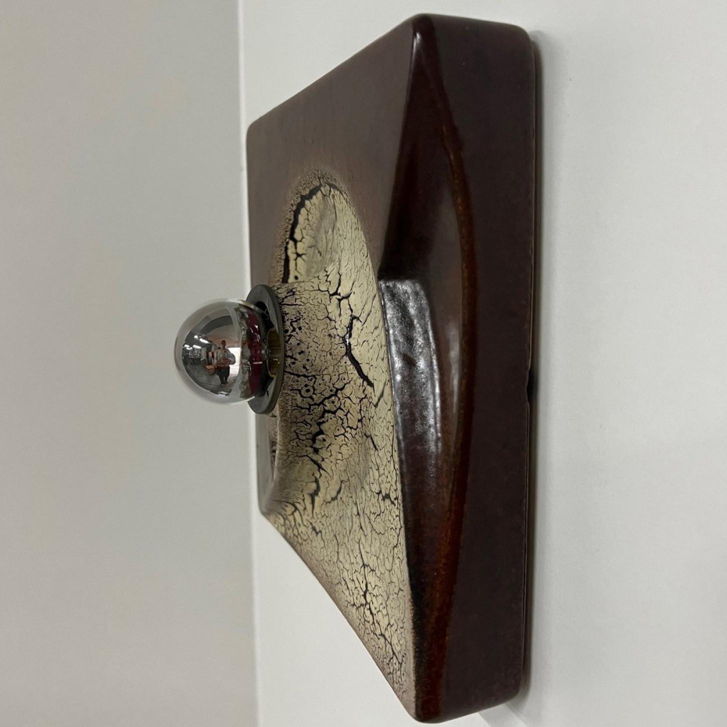 Ceramica Applique quadrate in ceramica marrone beige di Hustadt Keramik, Germania, 1970 in vendita