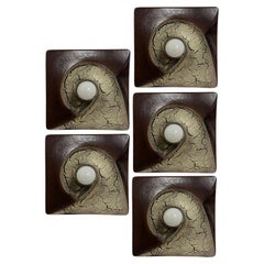 Brown Beige Square Ceramic Wall Lights by Hustadt Keramik, Germany, 1970