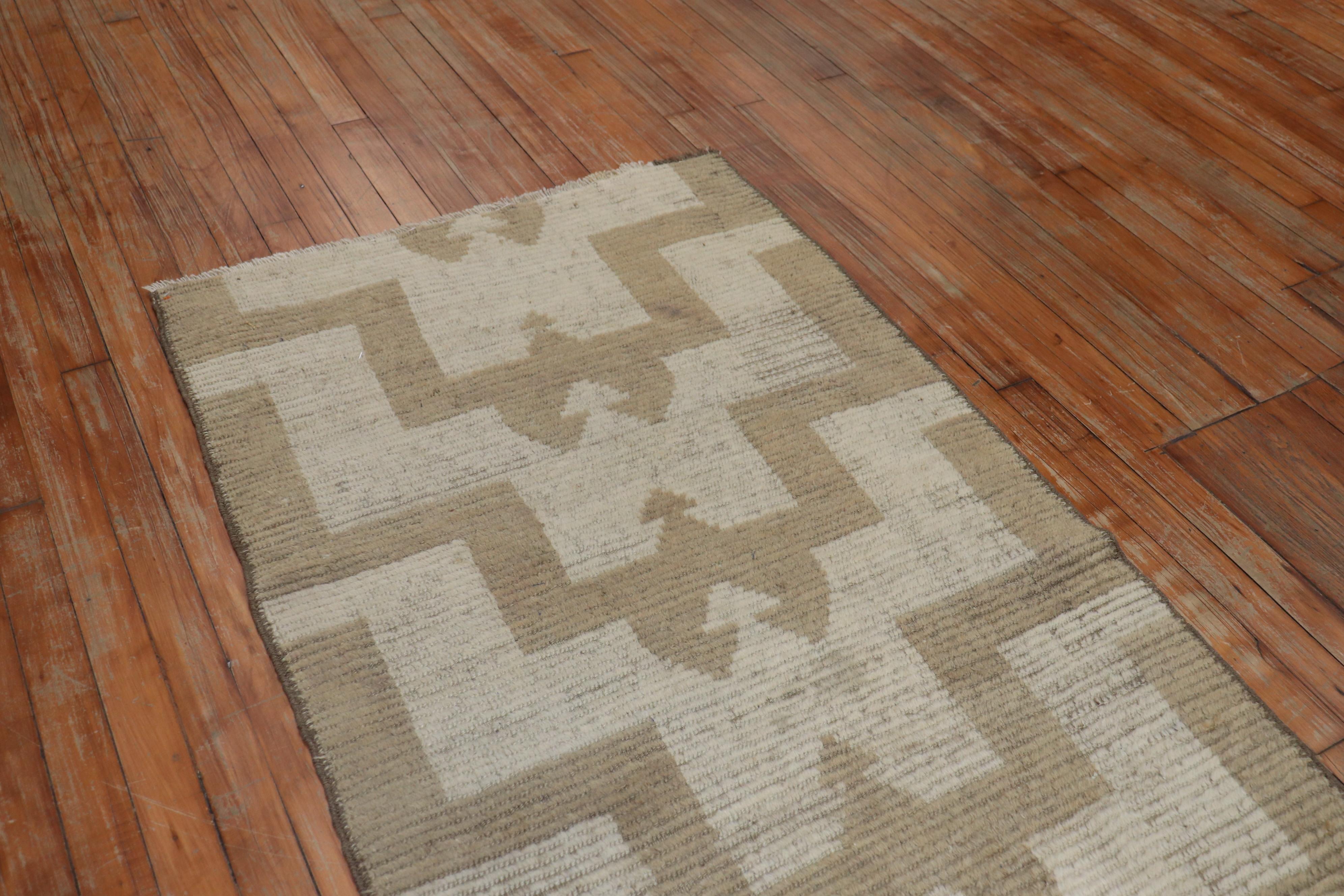 Brown Beige Turkish Tulu Throw Rug In Good Condition In New York, NY