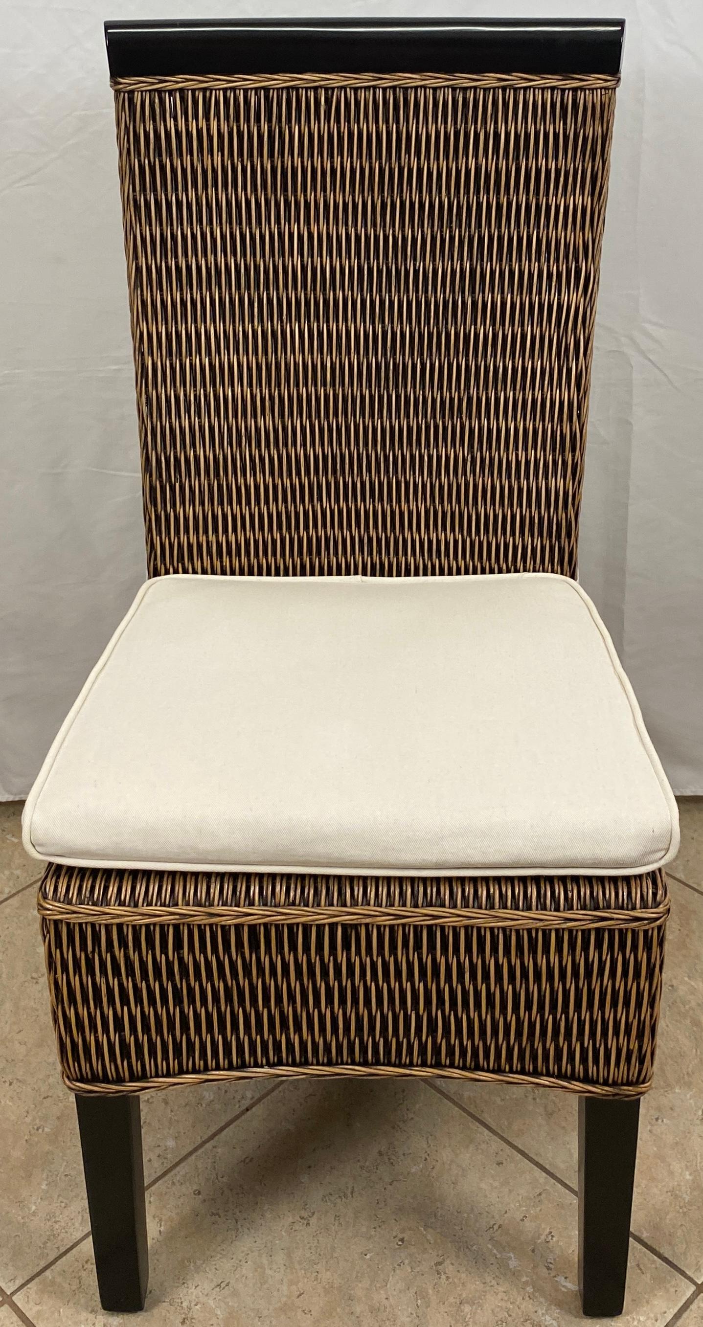 Vimini Set di mobili da giardino in rattan, set di tavolo e 5 sedie con piano in vetro, set da pranzo in vimini in vendita