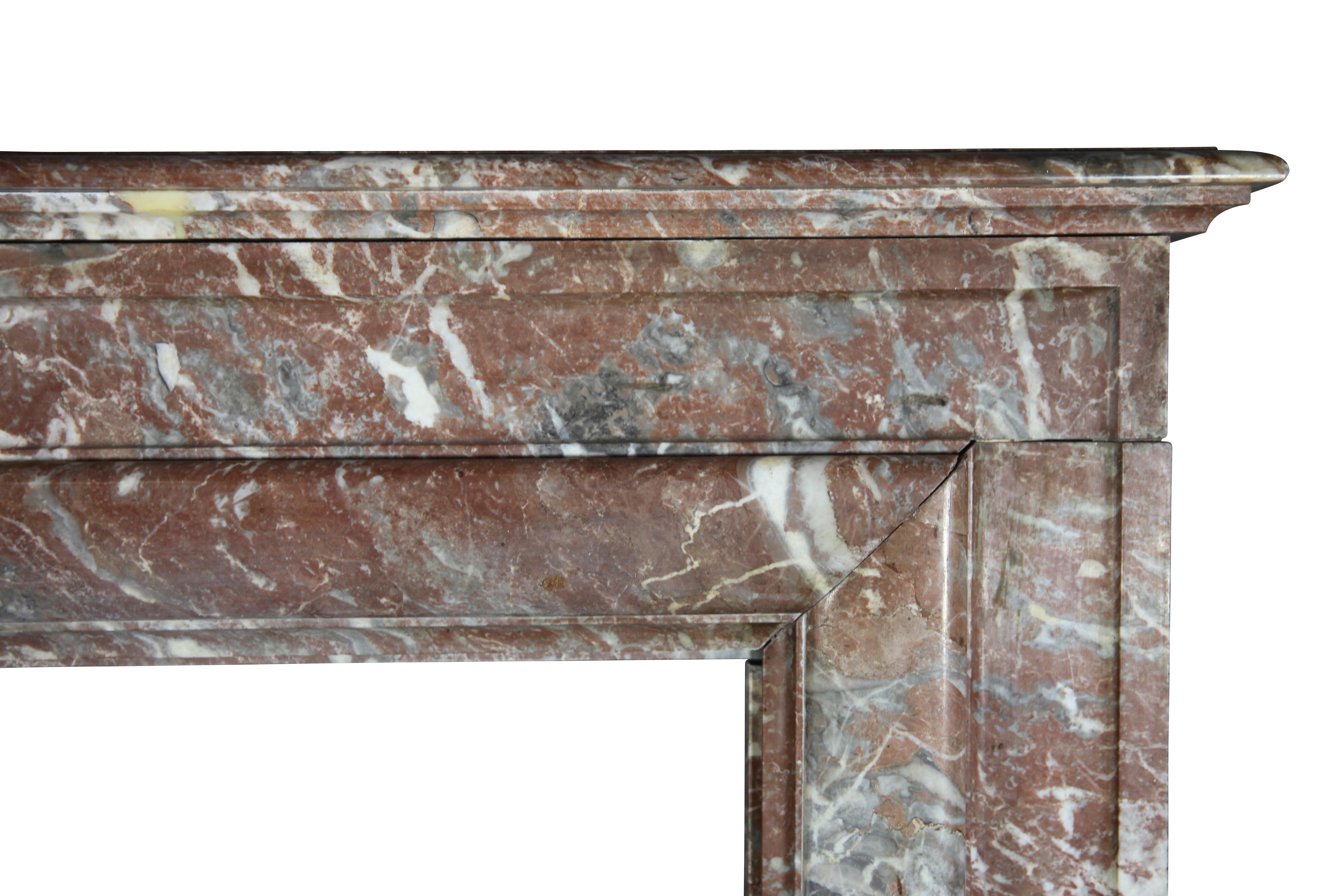 French Brown Belgian Marble Timeless Antique Fireplace Surround