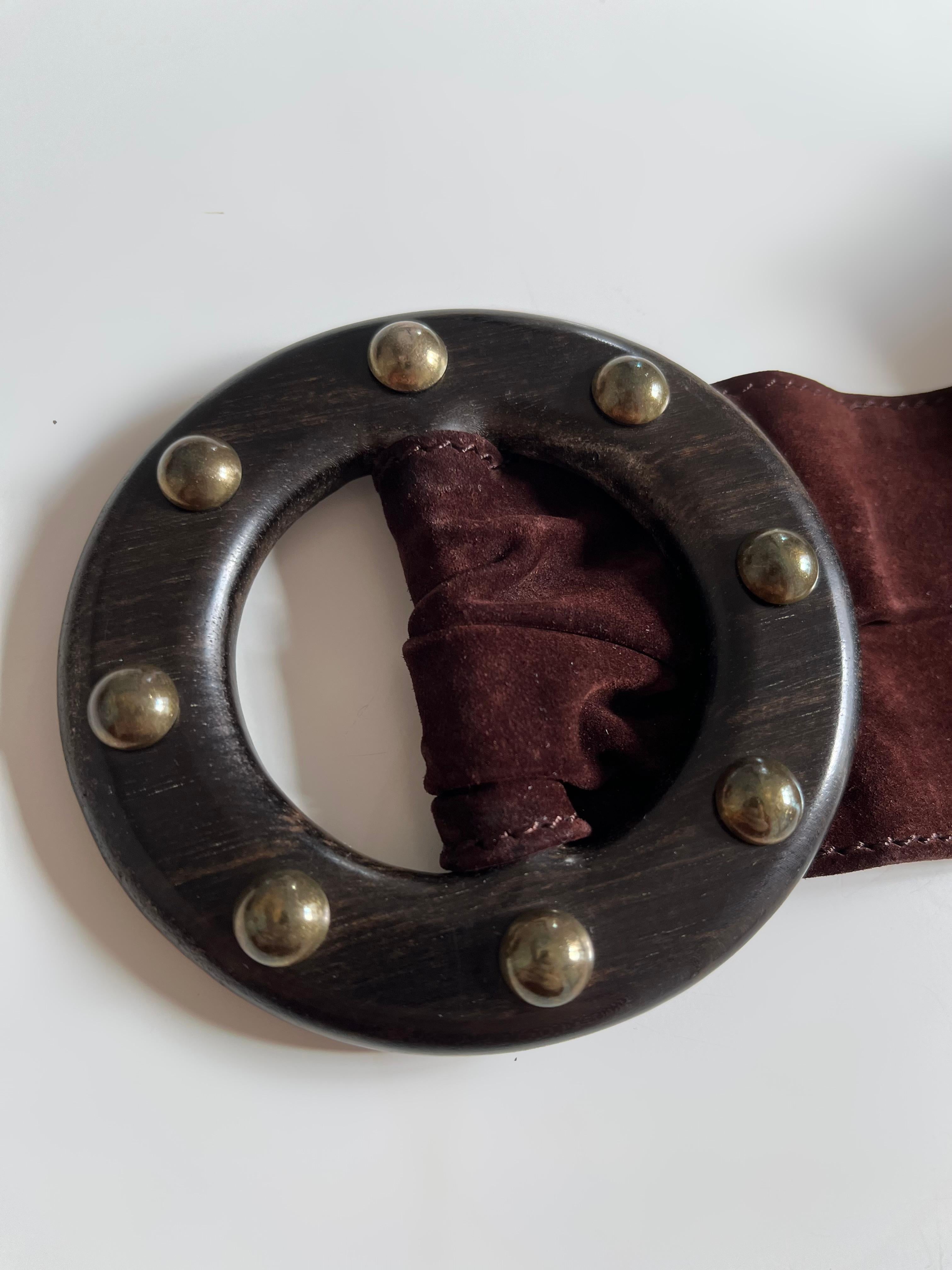 Black Brown Belt by YVES SAINT LAURENT with metal accents For Sale
