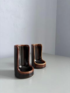 Brauner Bing & Grondahl Steingut-Kerzenständer, 1970er Jahre