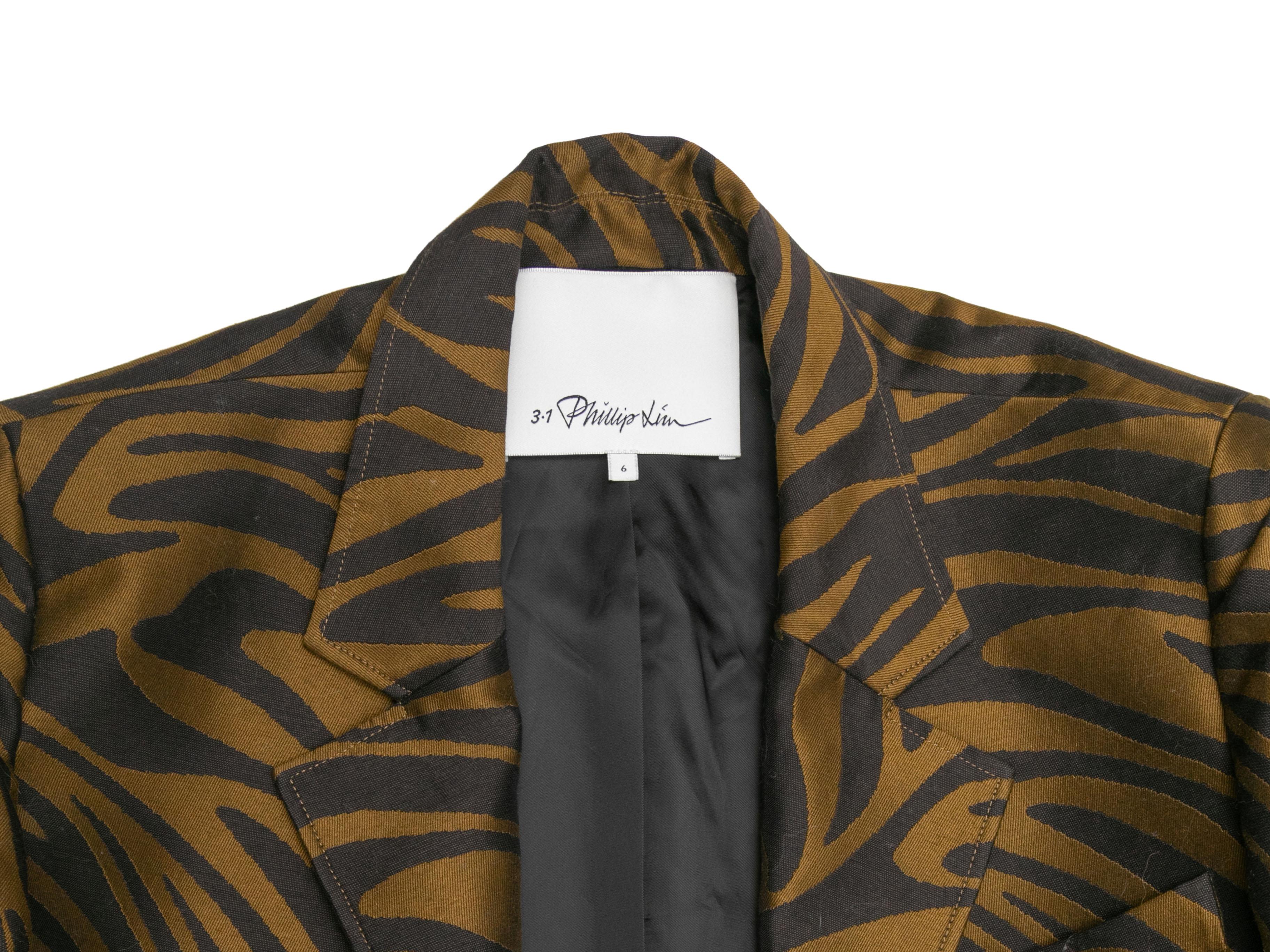 Braun & Schwarz 3.1 Phillip Lim Zebra gemusterte Jacke Größe US 6 Damen