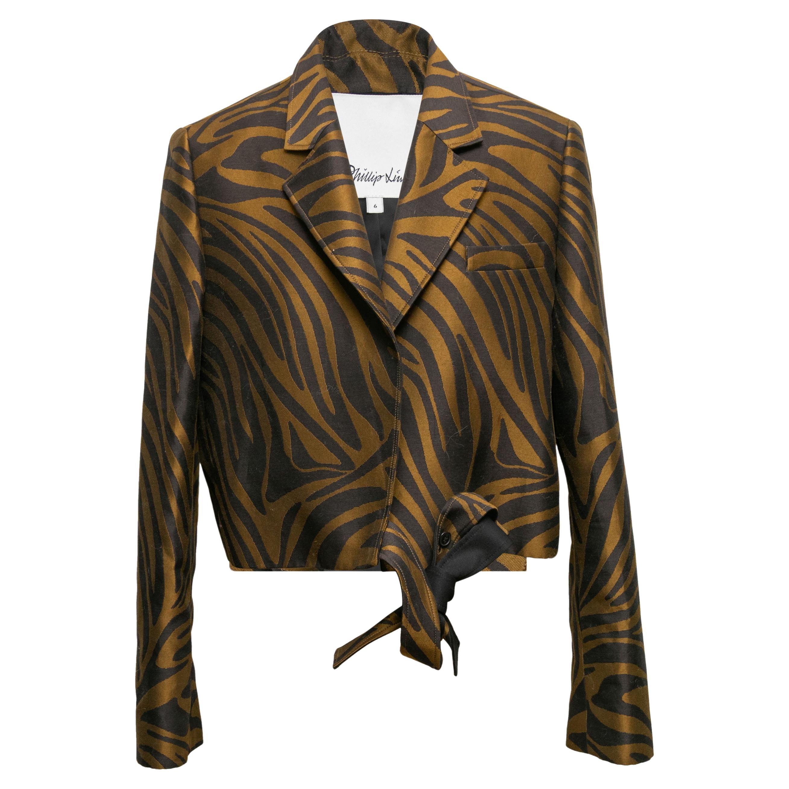 Braun & Schwarz 3.1 Phillip Lim Zebra gemusterte Jacke Größe US 6