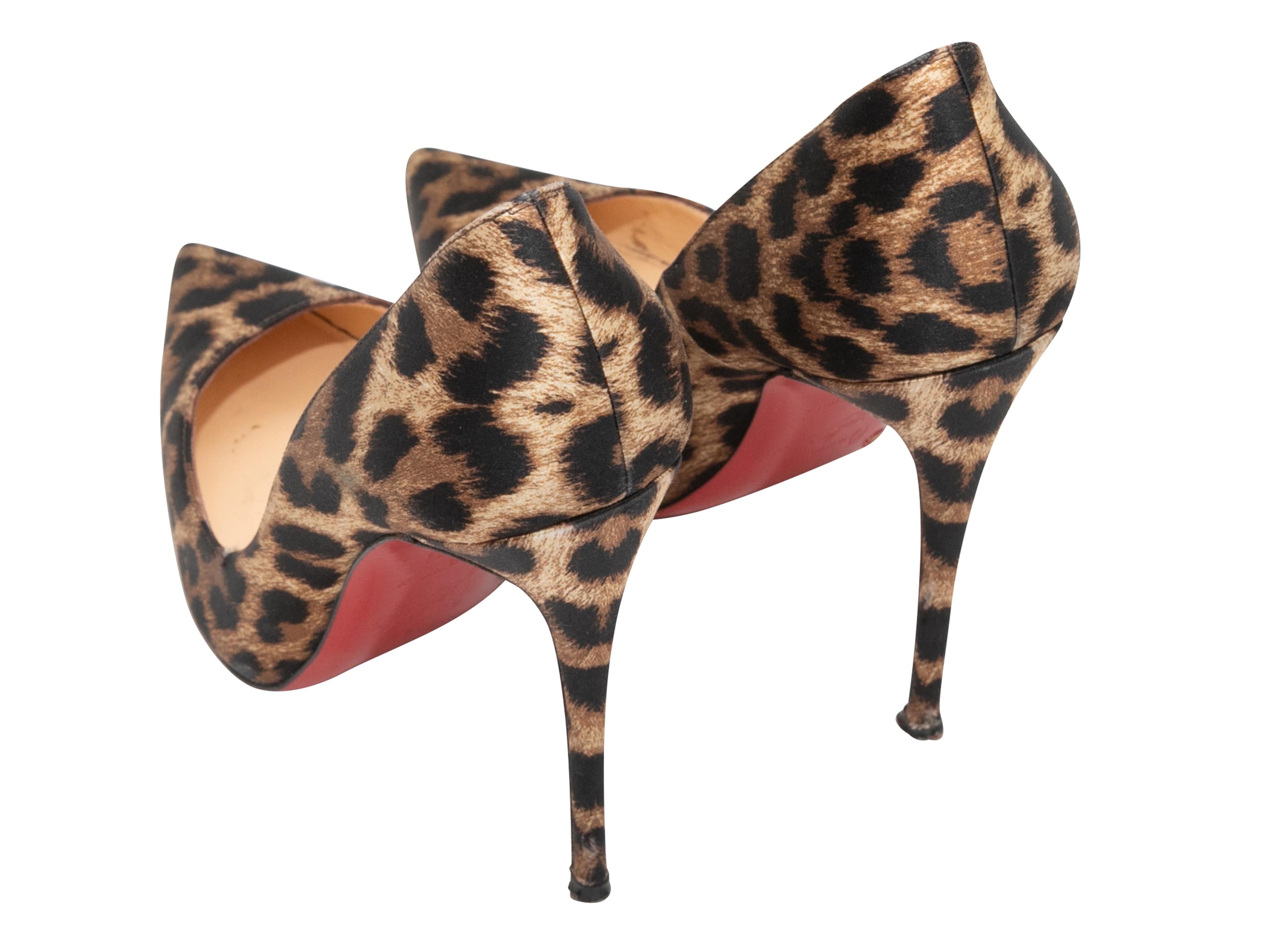Brown & Black Christian Louboutin Leopard Print Pumps Size 37.5 In Good Condition For Sale In New York, NY