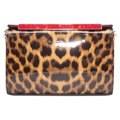 Brown & Black Christian Louboutin Patent Leopard Print Bag