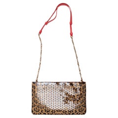 Brown & Black Christian Louboutin Studded Leopard Print Patent Bag