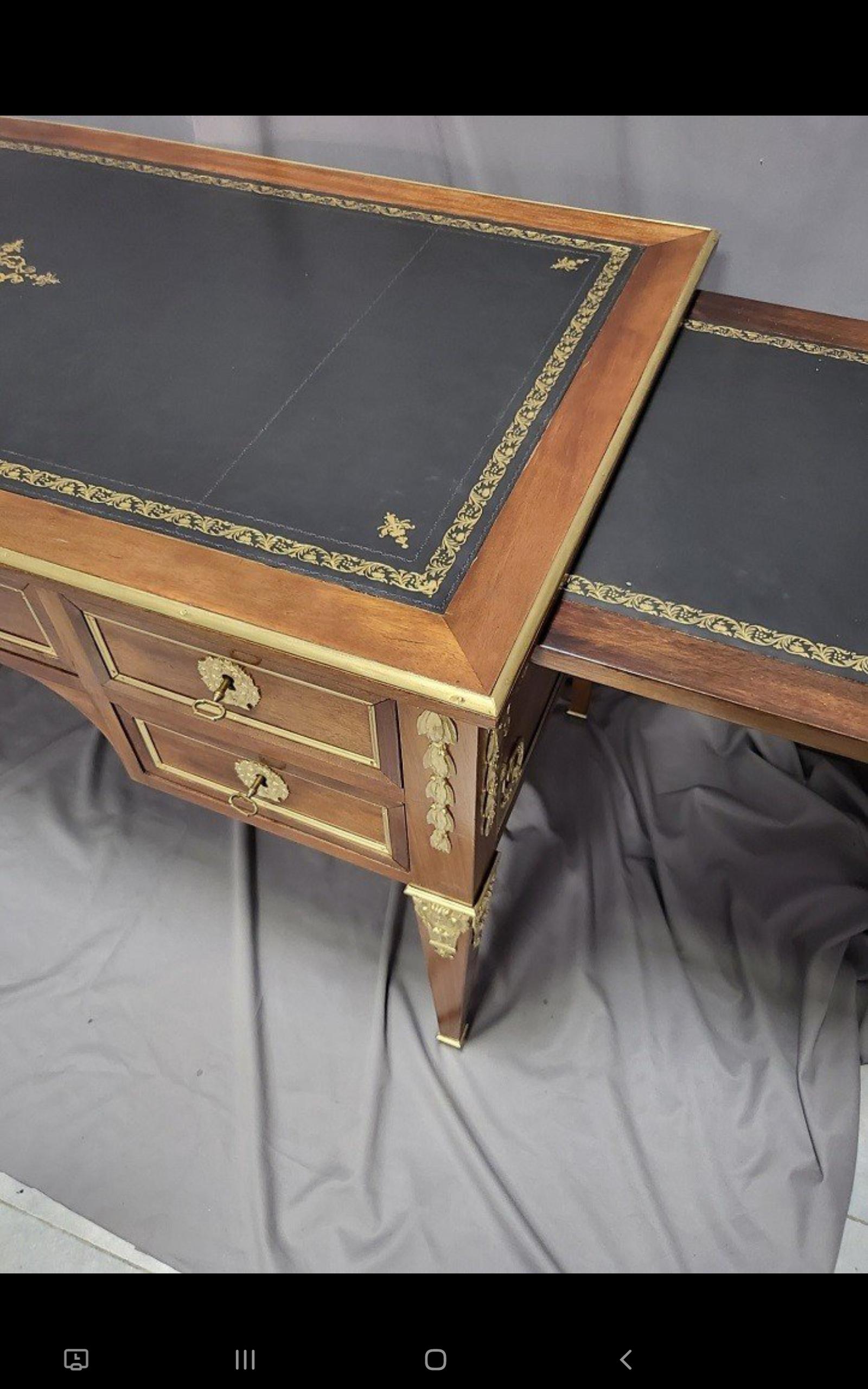 Brown Black Desk Table, Boulle Louis XVI, France, 19th Cent 3