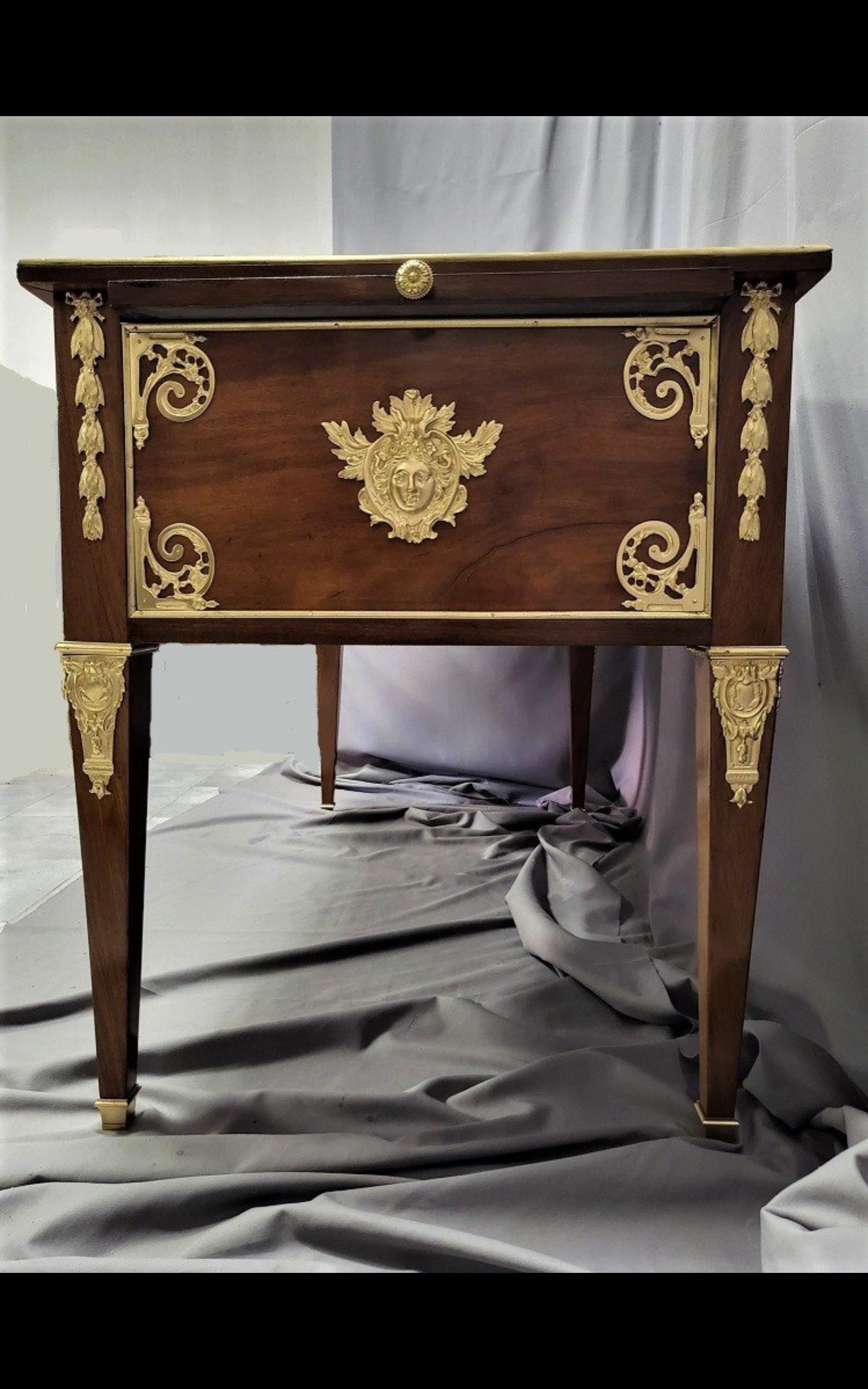 Late 19th Century Brown Black Desk Table, Boulle Louis XVI, France, 19th Cent