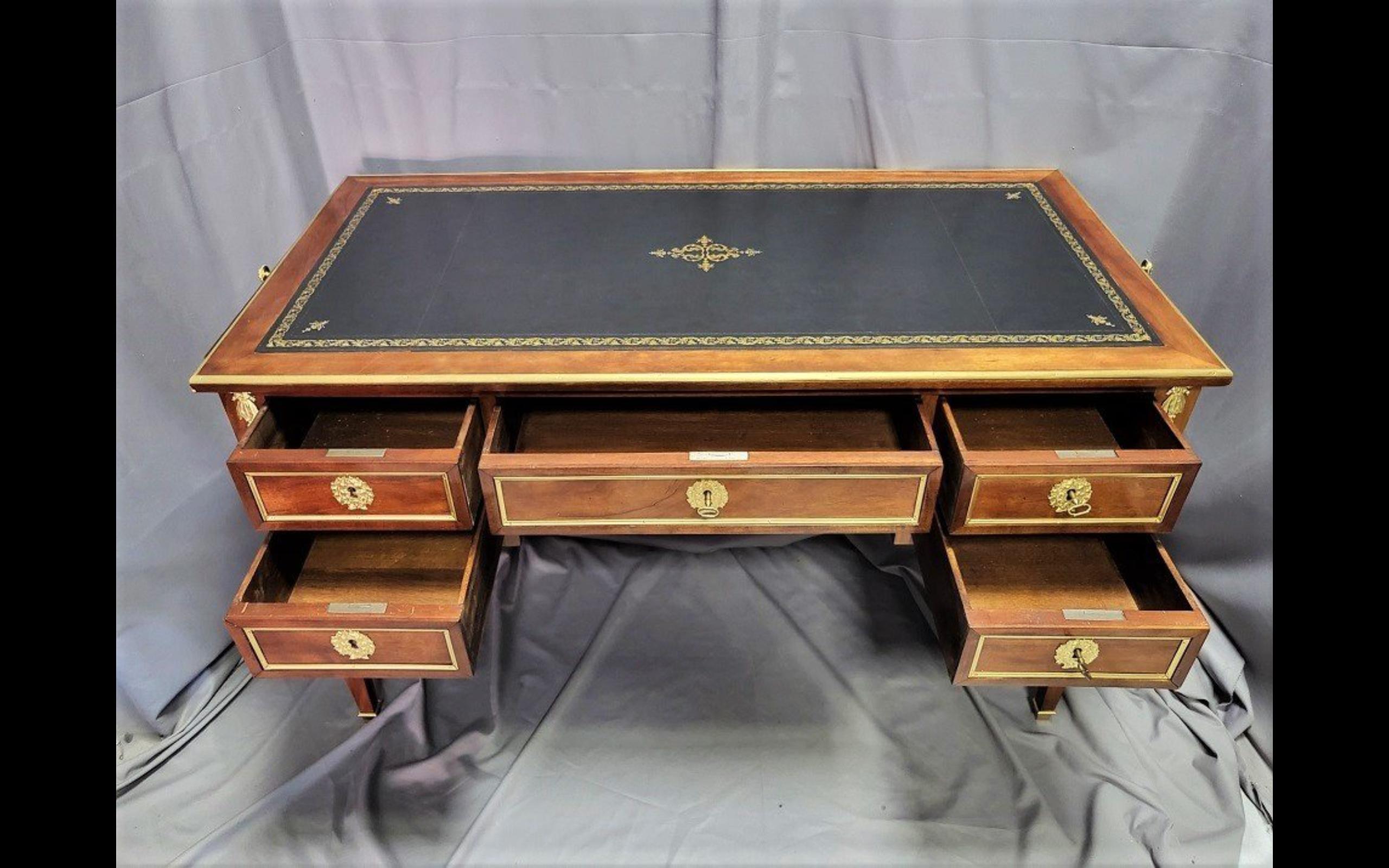 Brown Black Desk Table, Boulle Louis XVI, France, 19th Cent 1