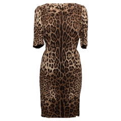 Brown & Black Dolce & Gabbana Leopard Print Dress Size M