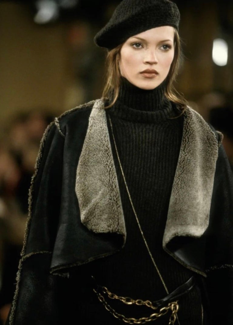 Brown/Black Donna Karan Chenille Beret Hat Fall Winter 1993  display picture 2