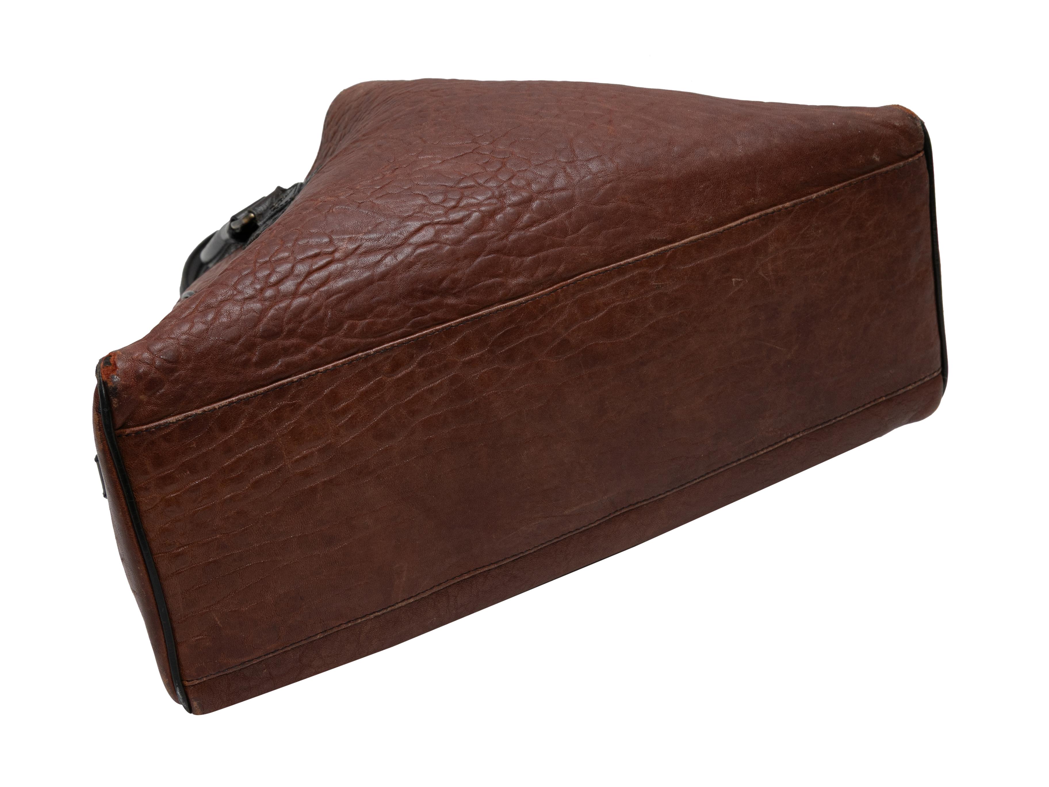 Brown & Black Fendi Du Jour Leather Handbag For Sale 1