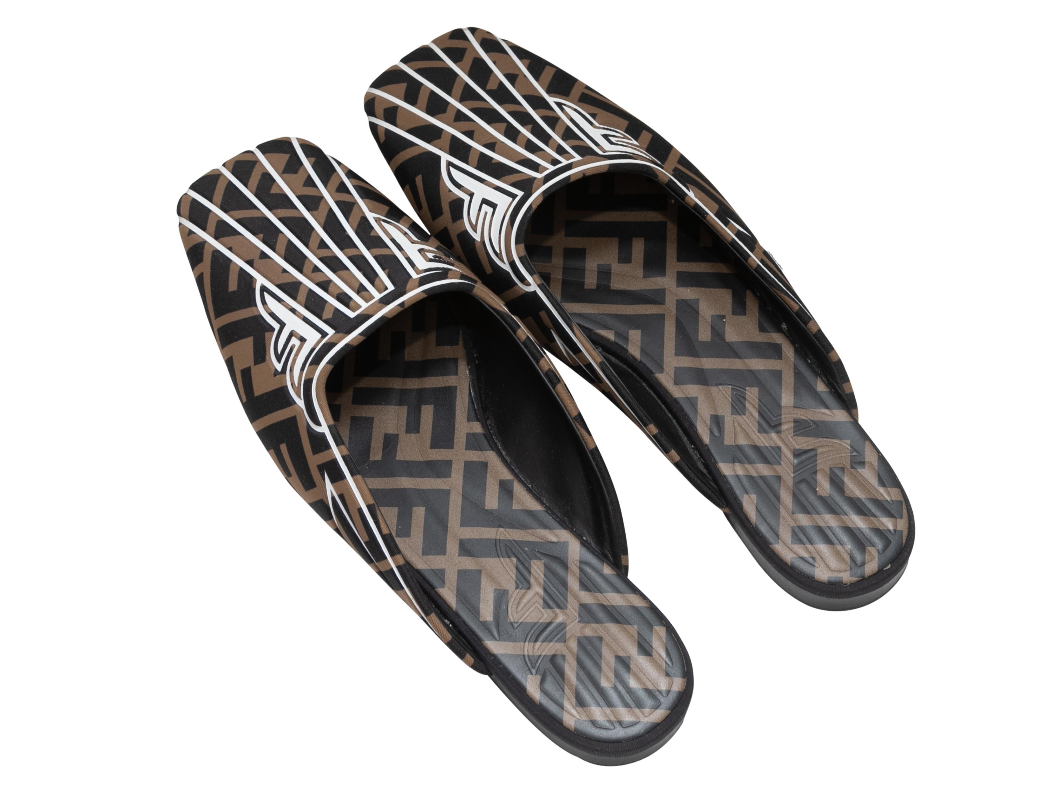 Brown & Black Fendi FFreedom Mules Size 37 In Good Condition In New York, NY