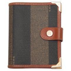 Brown & Black Fendi Pequin Compact Wallet