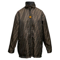 Giacca in nylon reversibile Fendi Zucca marrone e nera taglia US XL