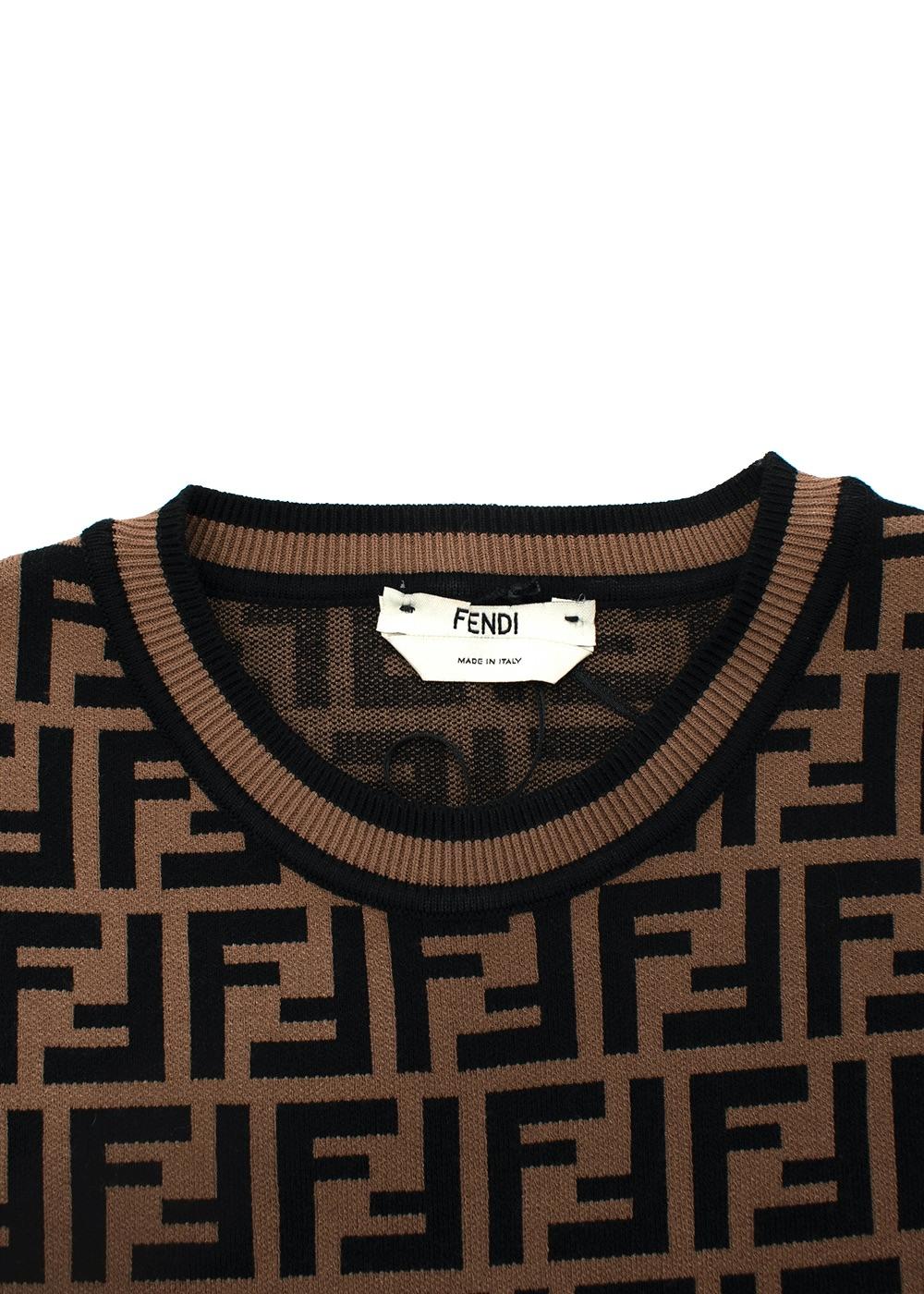 Brown & Black FF Monogram Jacquard Knit Dress For Sale 1
