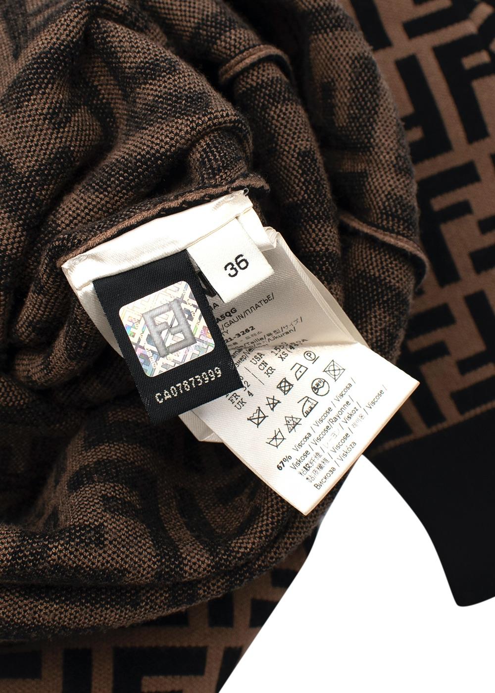 Brown & Black FF Monogram Jacquard Knit Dress For Sale 3