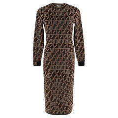 Brown & Black FF Monogram Jacquard Knit Dress