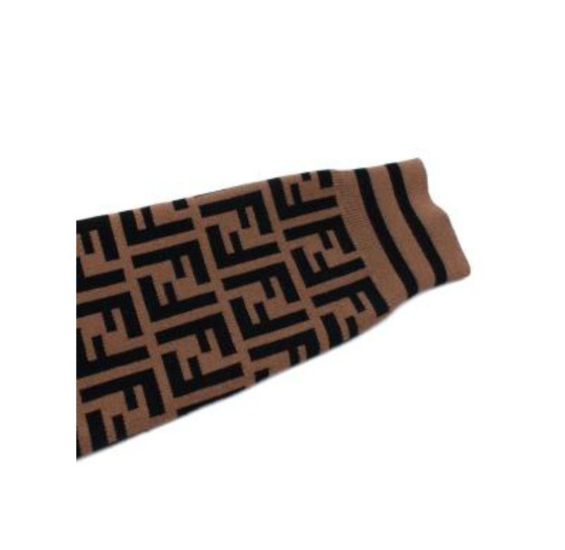 Fendi Braunes & schwarzes Monogramm-Jacquard-Stricktop - xxs im Angebot 1