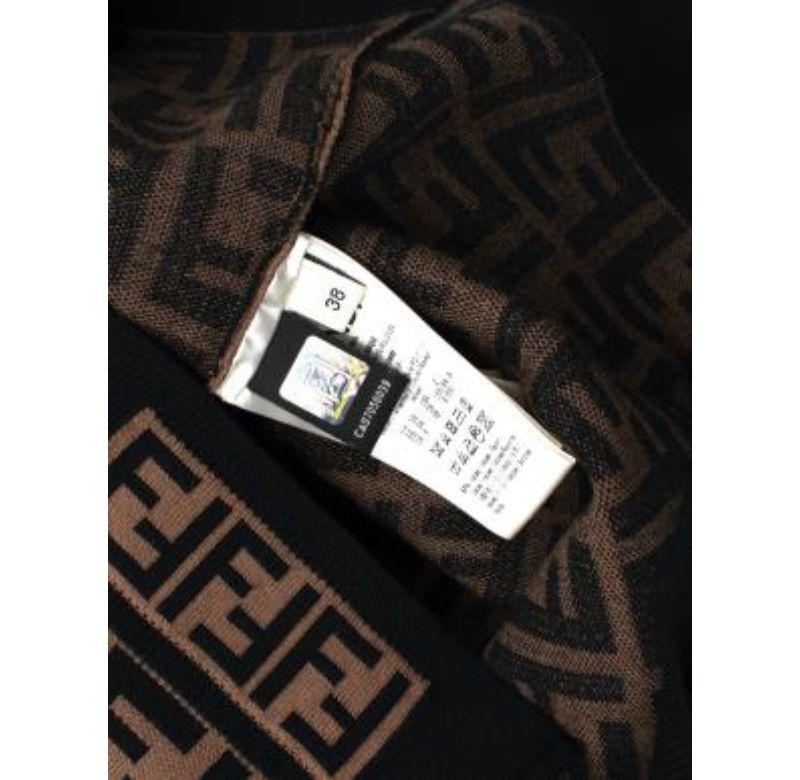 Fendi Braunes & schwarzes Monogramm-Jacquard-Stricktop - xxs im Angebot 2