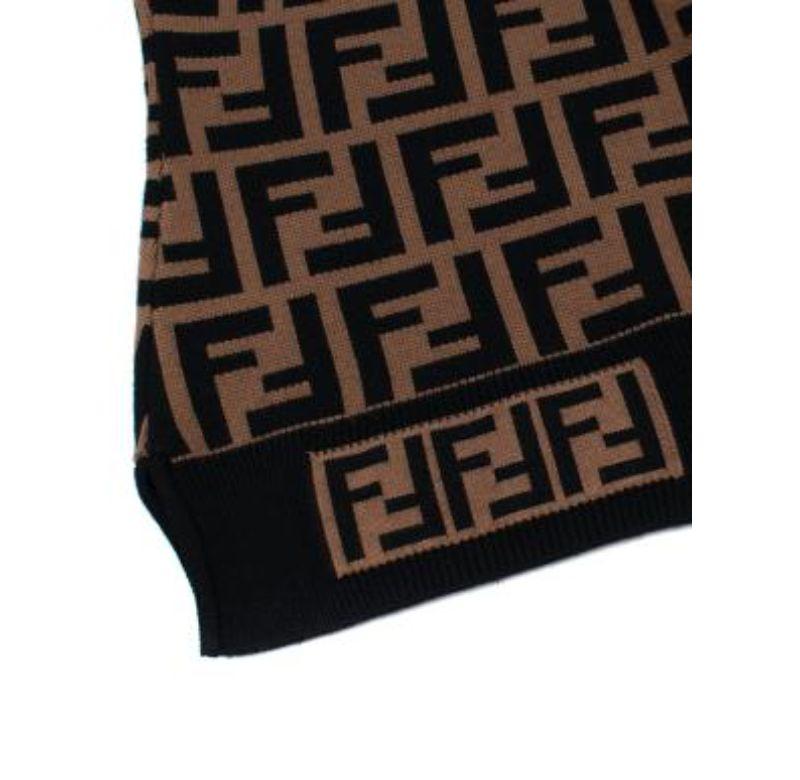 Fendi Braunes & schwarzes Monogramm-Jacquard-Stricktop - xxs im Angebot 3
